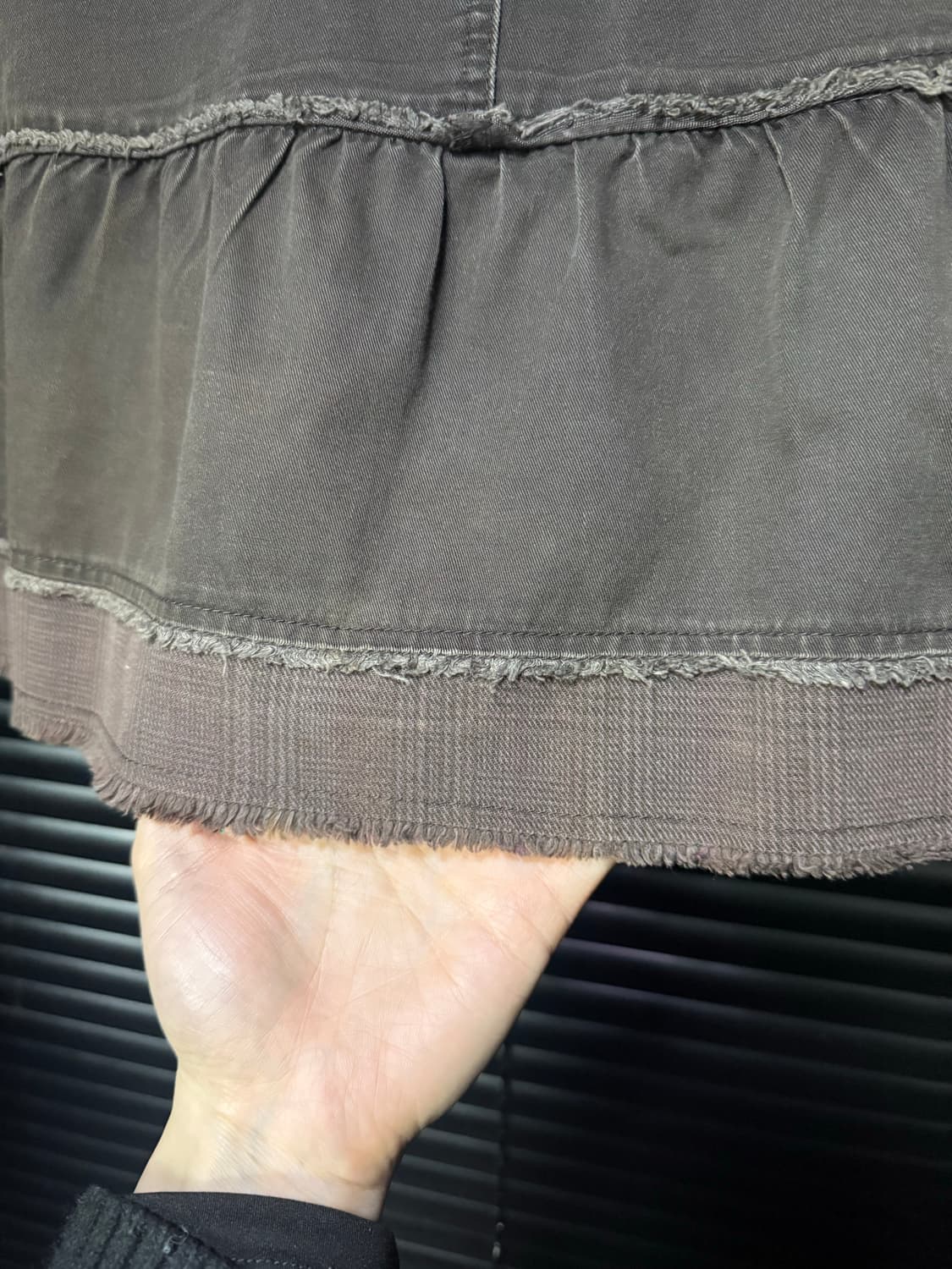 ONLY 브라운 갈색 캉캉 체크 데님 치마 에스닉 31 갸루 로리걸 펑크 상품이미지5