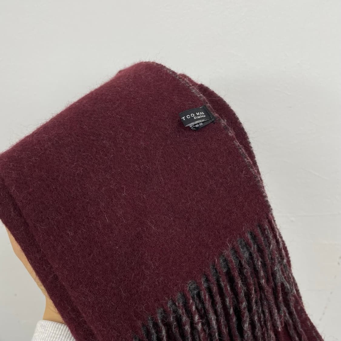 에스티코 STCO MAN 버건디 그레이 체크 리버서블 머플러 목도리 상품이미지6