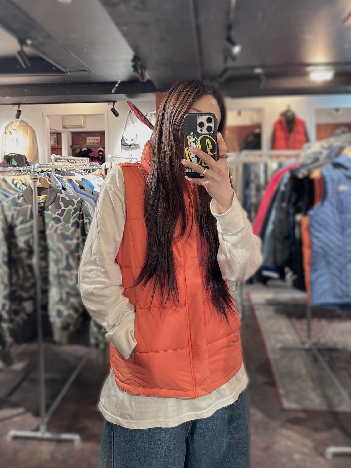 살로몬 오렌지 하이넥 스퀘어 패딩 조끼 베스트 95 상품이미지1