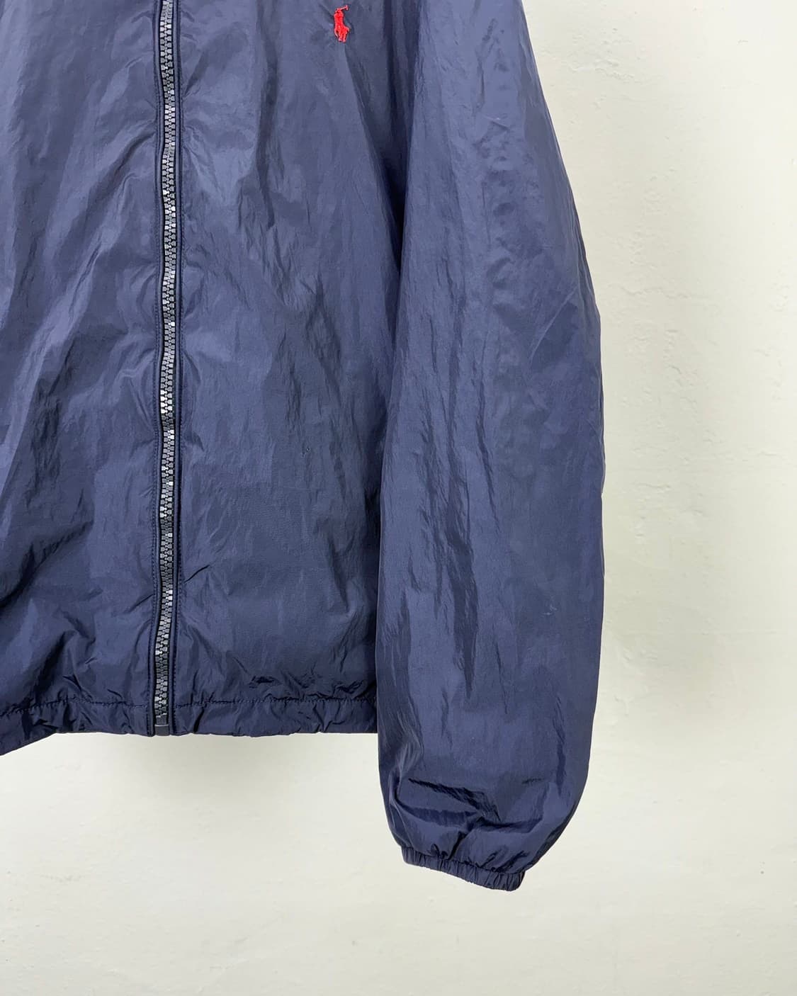 폴로 랄프로렌 네이비 히든후디 레드포니 폴리 블락 봄버 자켓 상품이미지5