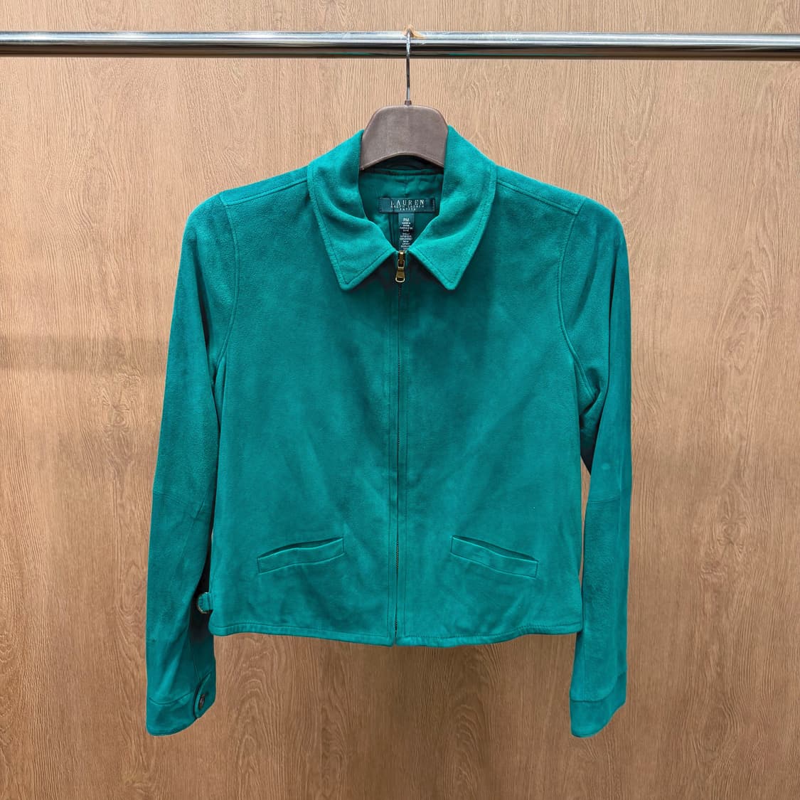 로렌 랄프로렌 스웨이드 자켓 카라넥 사이드 버클 스트랩 디테일 그린 상품이미지2