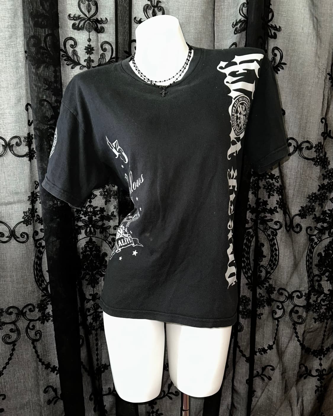 Black Laxique Lettering Short-Sleeved 상품이미지3