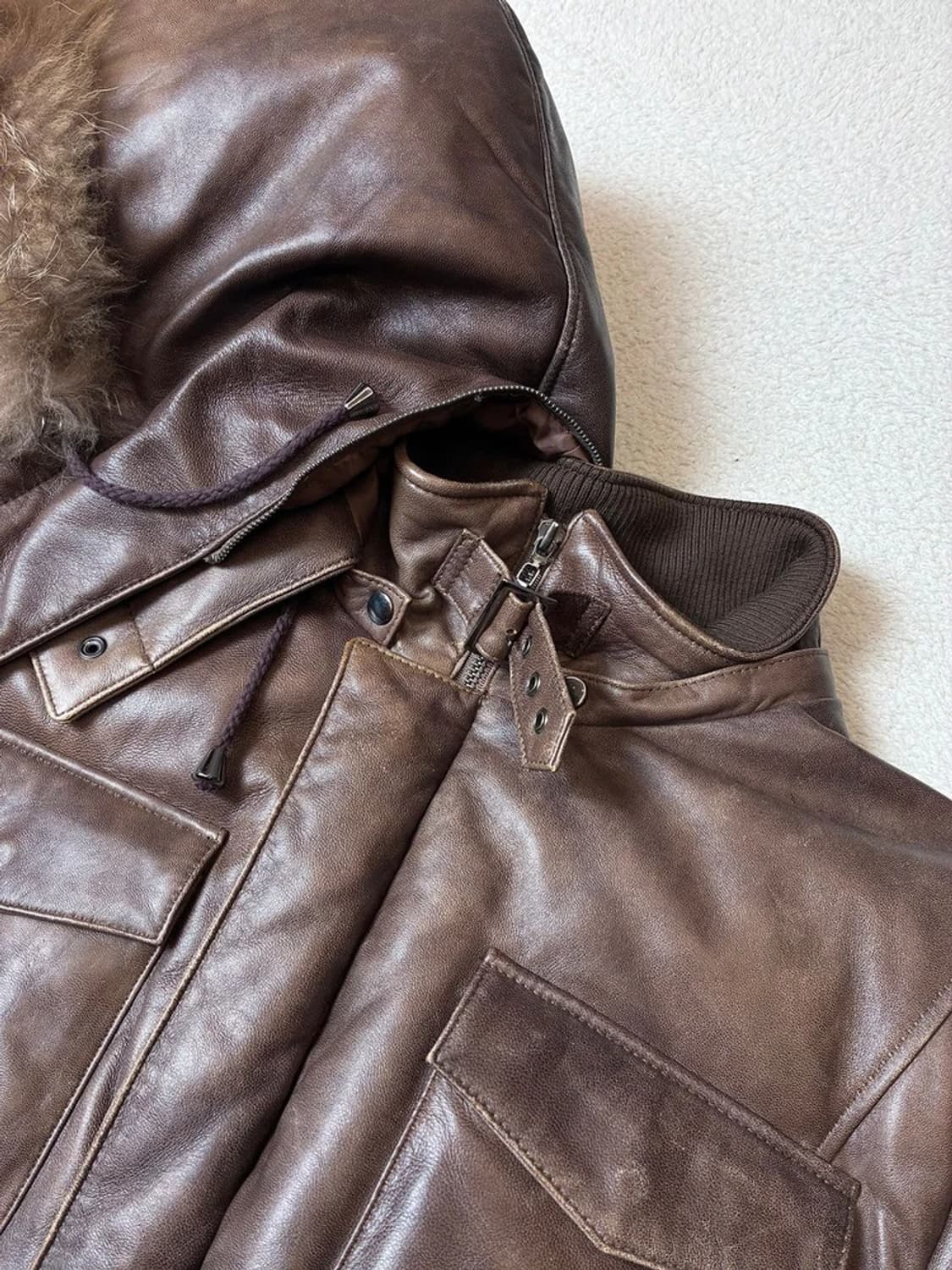 Selectede 00's 라쿤퍼 구스다운 양가죽 미디 패딩 PN7715 상품이미지4