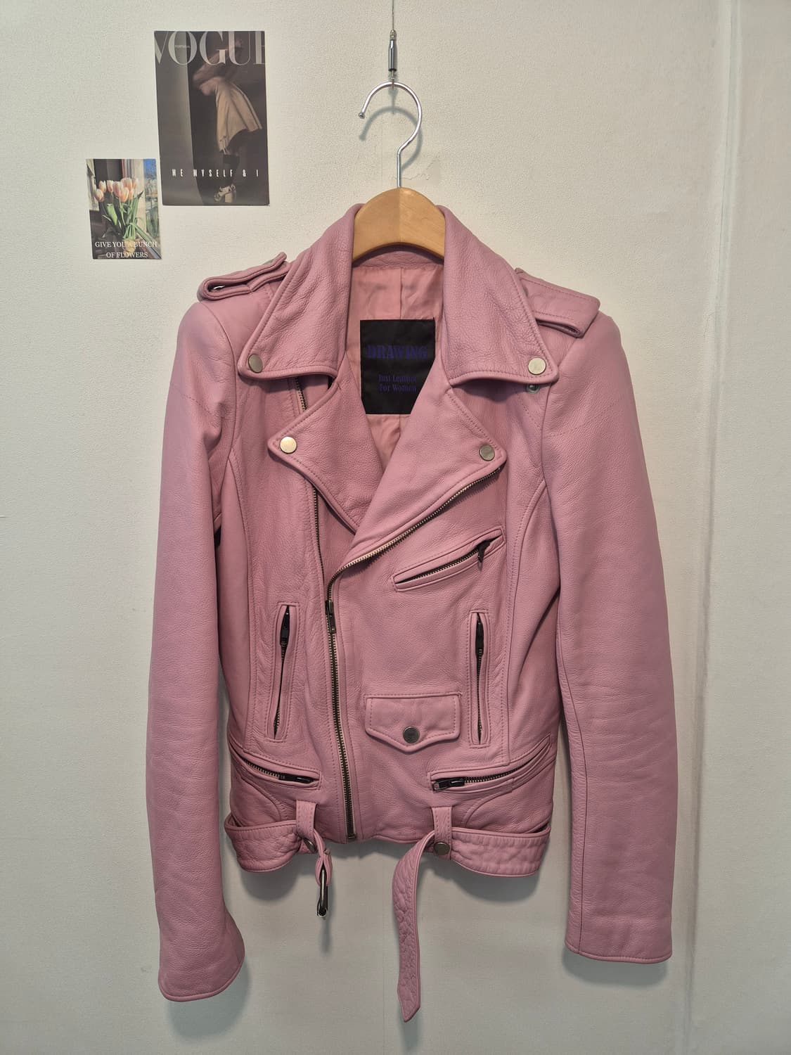 DRAWING  핑크색 양가죽 라이더 자켓 66
사이즈  상품이미지1