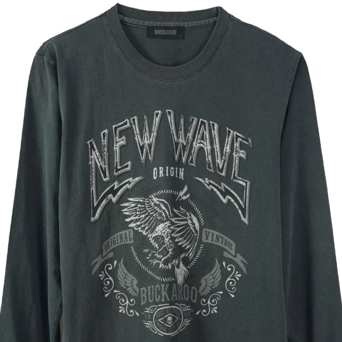 [버커루] 빈티지 가공 그래픽 프린팅 롱슬리브 긴팔티 챠콜 M18622 상품이미지4