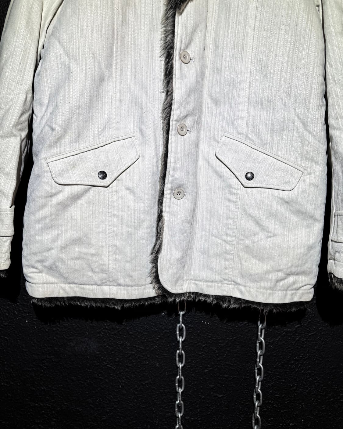 White cotton fur lineing Vkei jacket 상품이미지4