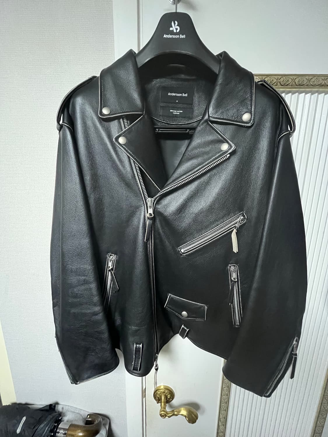 앤더슨벨 루시아 오버사이즈 레더 자켓 블랙 L 상품이미지1