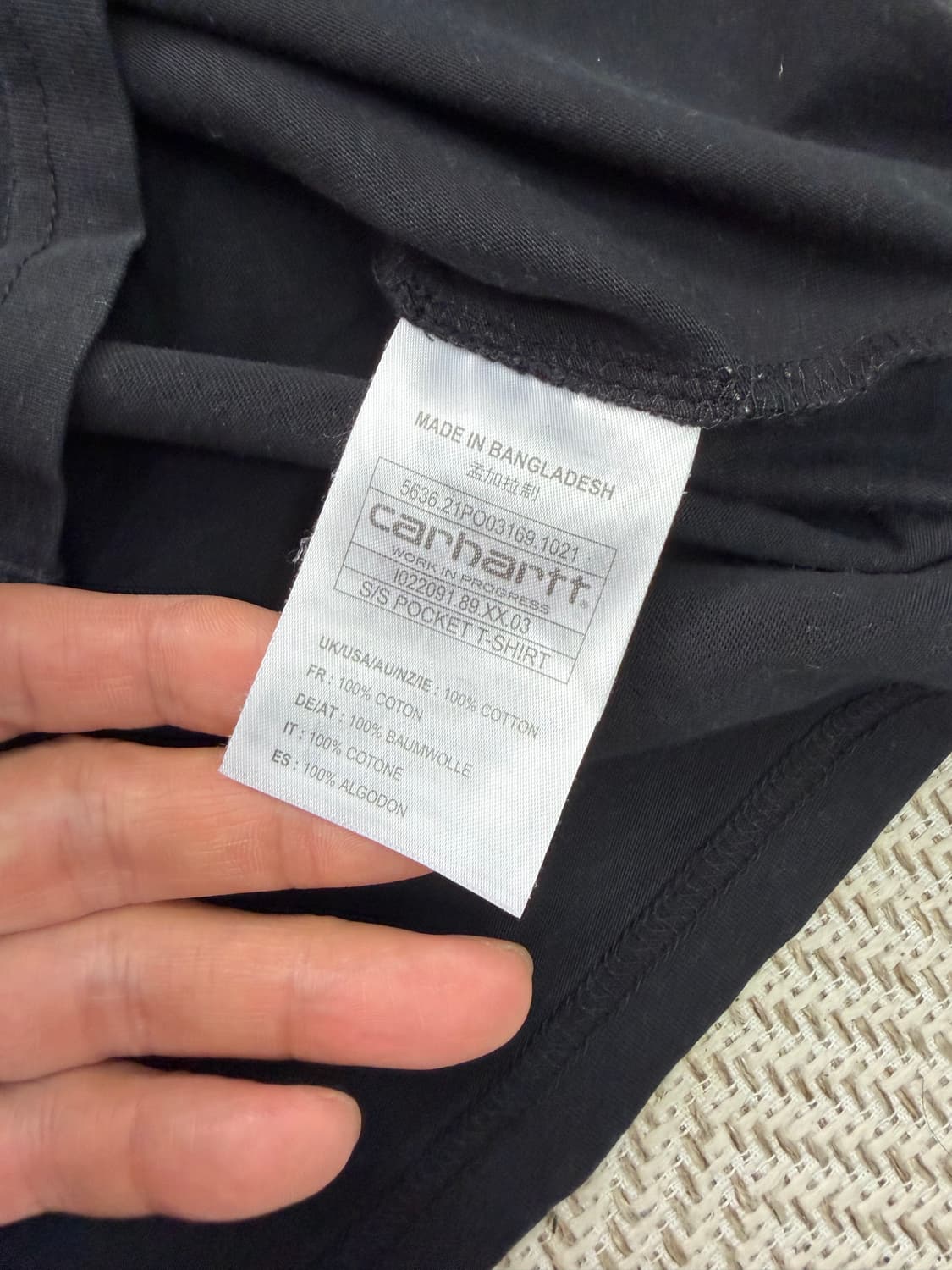 정품) 칼하트 포켓 반팔티 블랙 M  상품이미지6