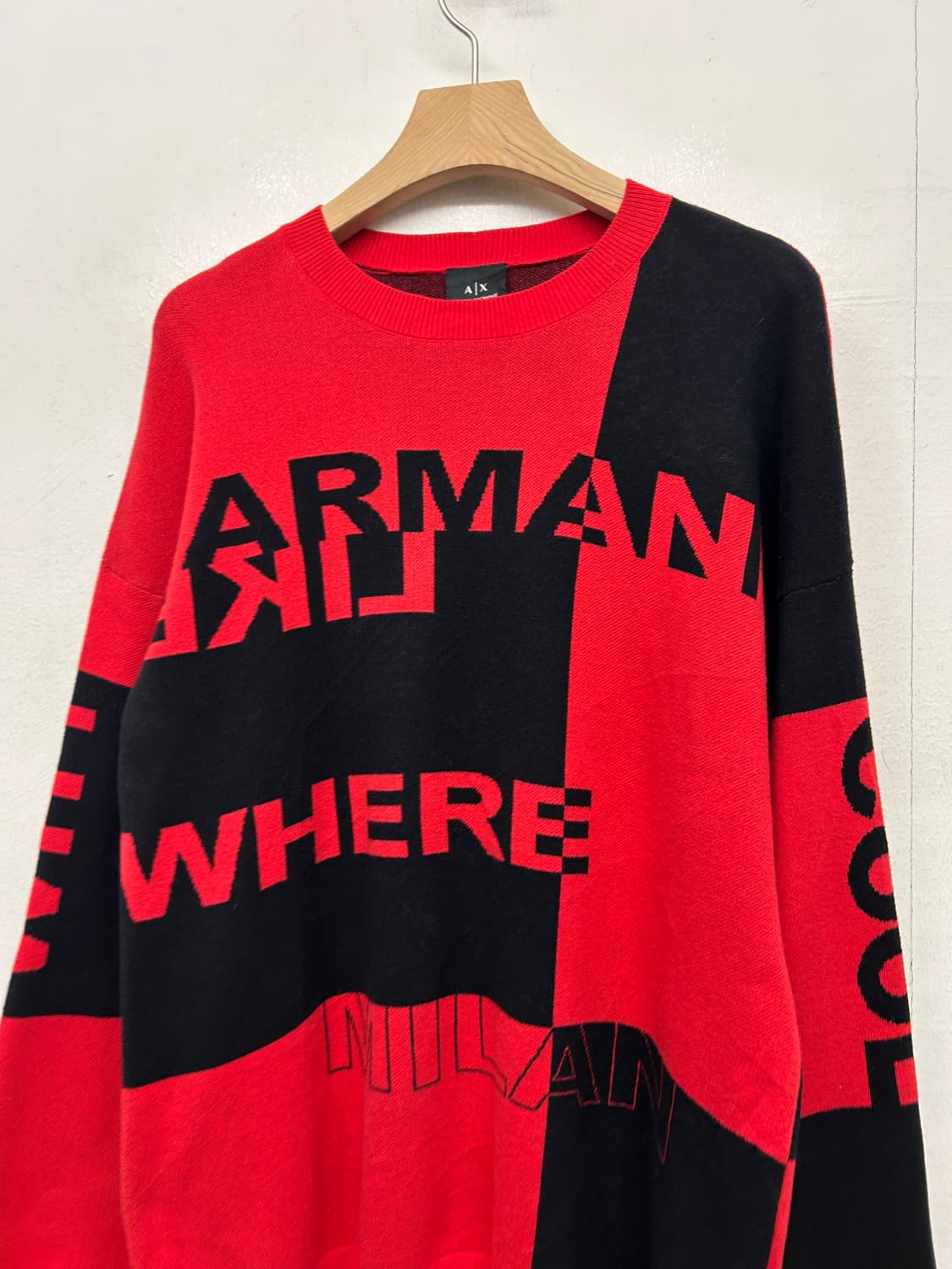 아르마니 익스체인지 레드/블랙 니트 상품이미지3