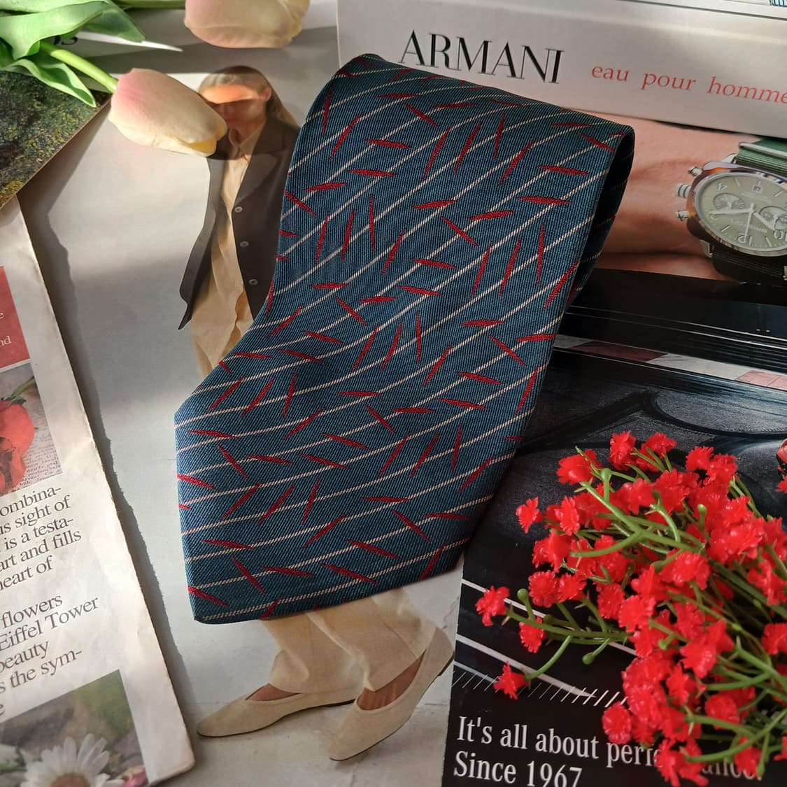 조르지오 아르마니 실크 스트라이프 넥타이 10cm A+등급 A19610
 상품이미지4