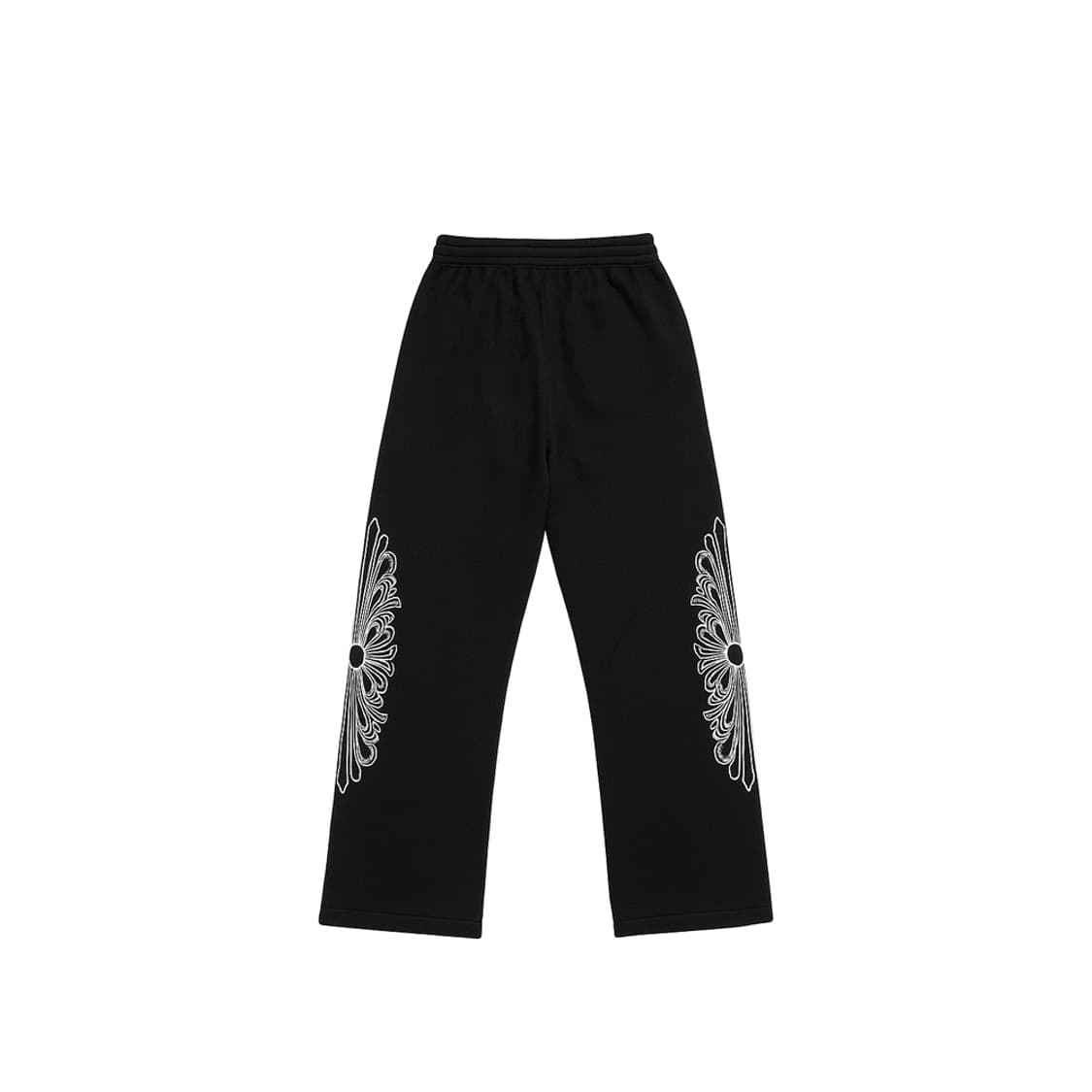 [S] 크롬하츠 캐시미어 화이트 자수 플로랄 스웨트 팬츠 블랙 상품이미지2