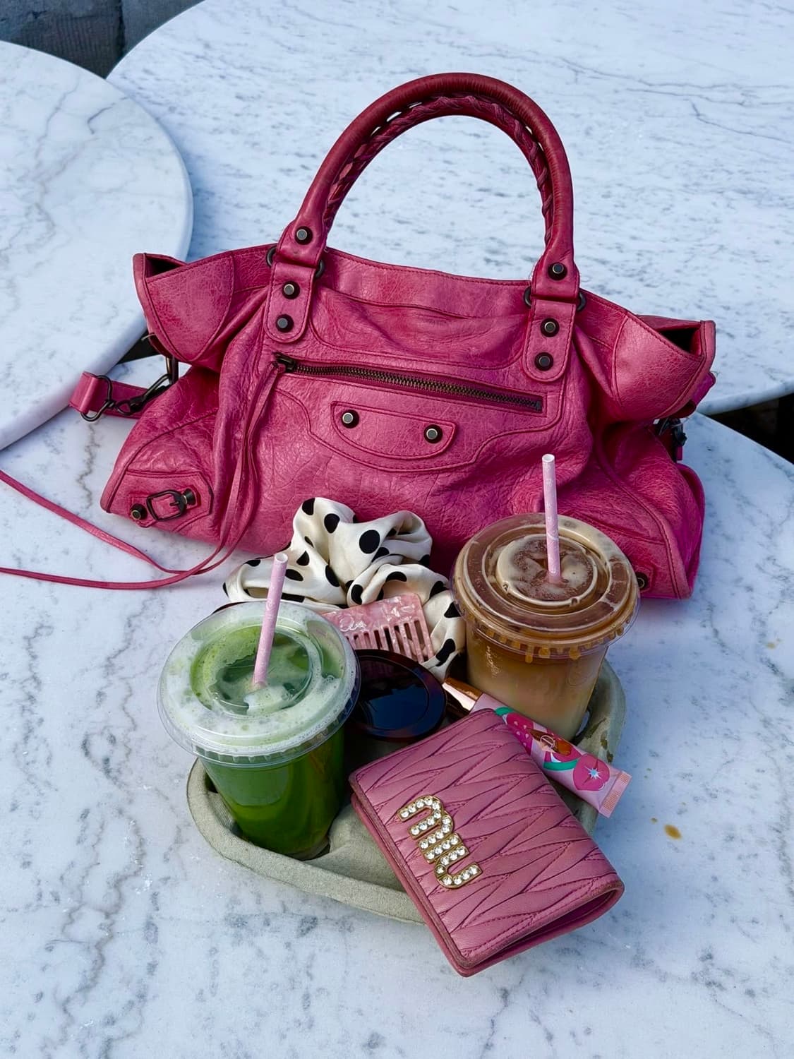 Balenciaga 발렌시아가 시티백 모터백 딥 핑크 상태 A 미디움 상품이미지1