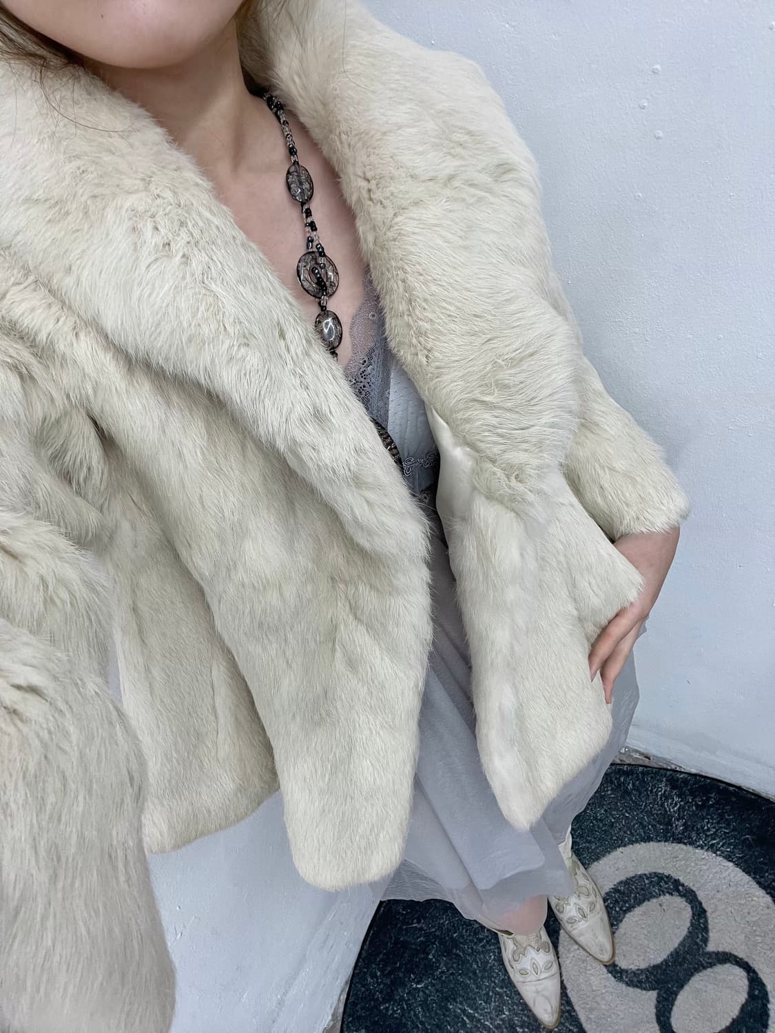 아이보리 렉스 퍼자켓 상품이미지5