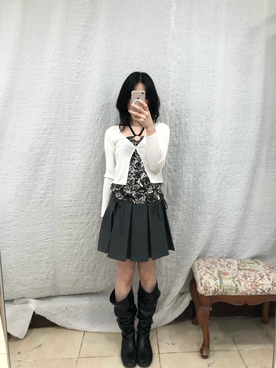 White crop cardigan 상품이미지1