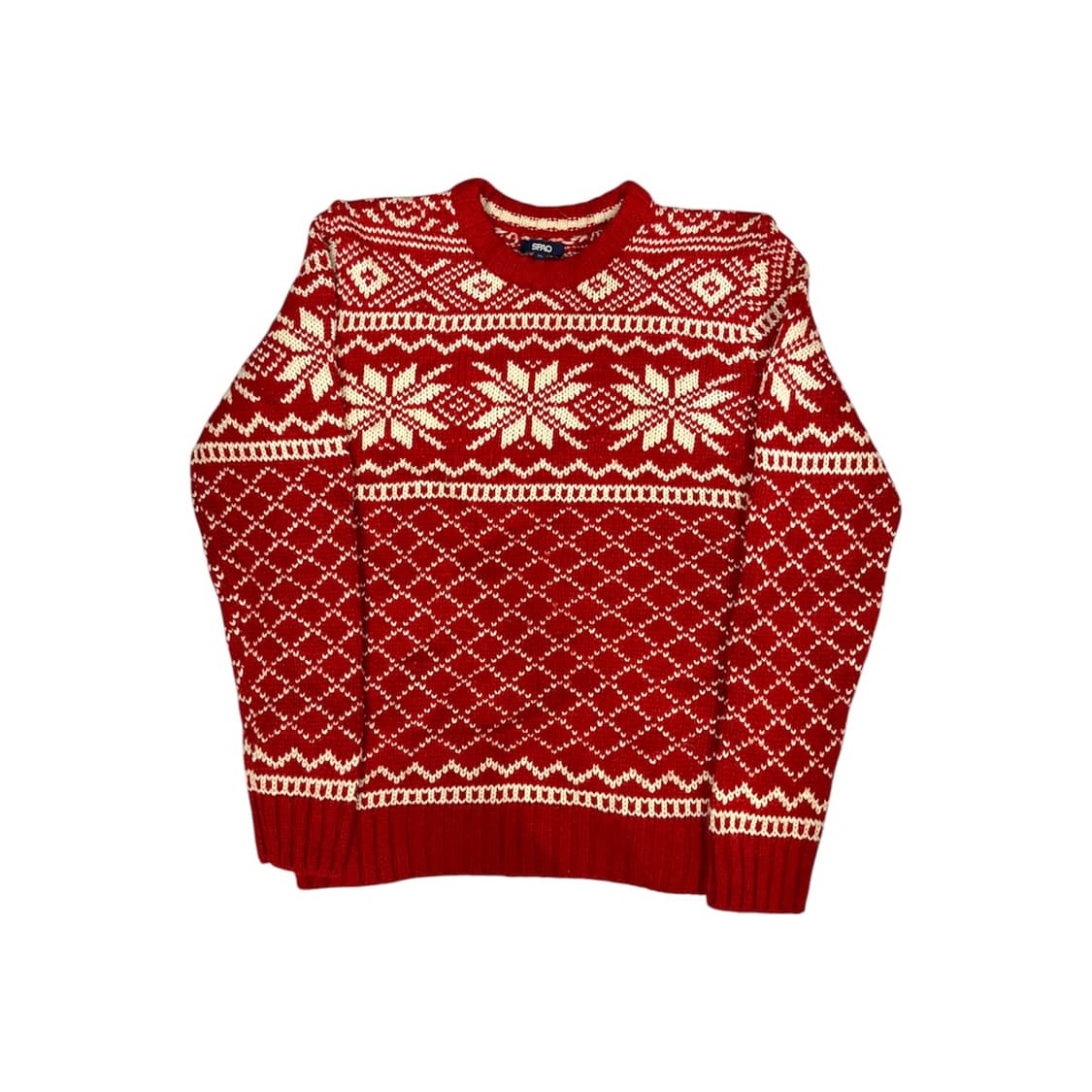 일본 빈티지 레드 노르딕 패턴 니트 XL 상품이미지4