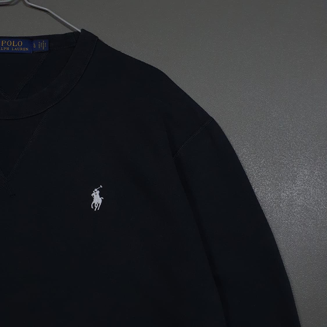 실측 XL) 폴로 랄프로렌 신형 화이트 포니 맨투맨 스웻셔츠 블랙 상품이미지3