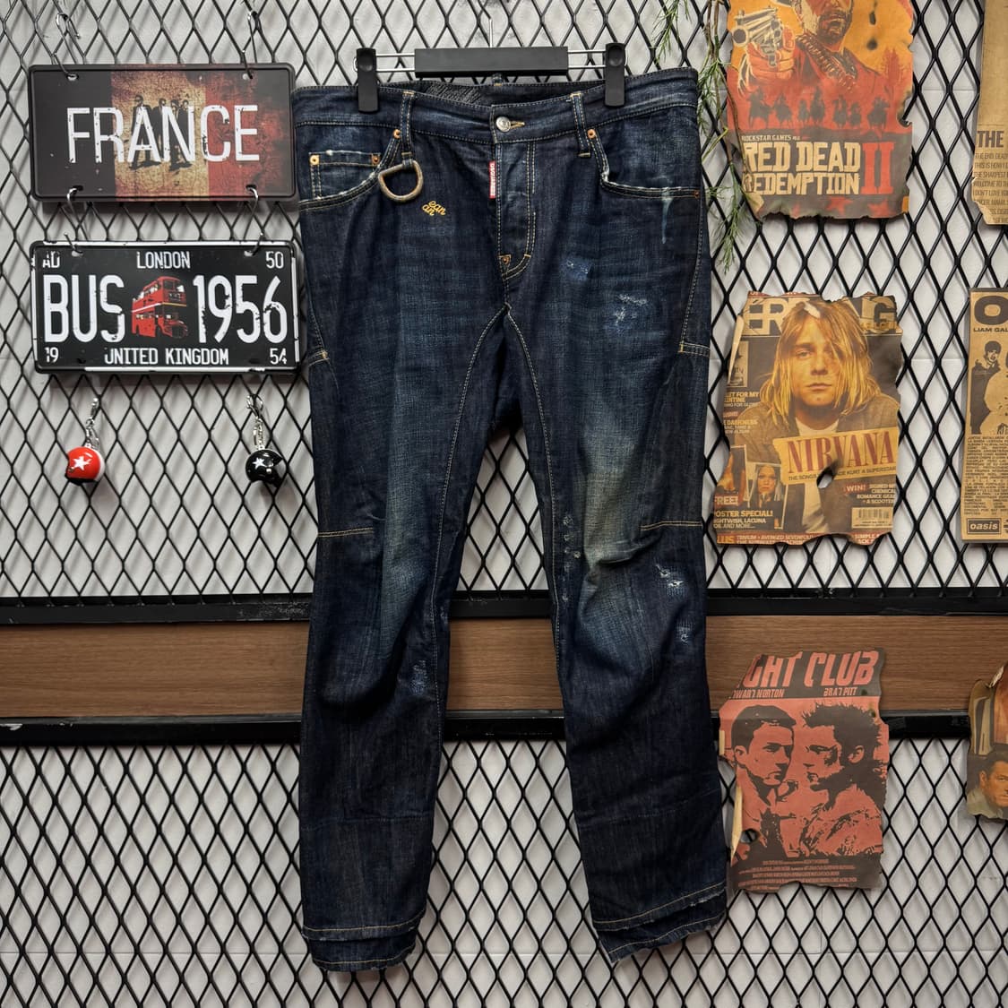 디스퀘어드2 D링 바이커 데님 팬츠 전면 버클 포인트 진청 상품이미지2