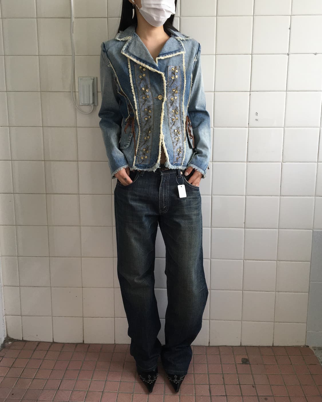 Lace up point denim jacket 상품이미지6