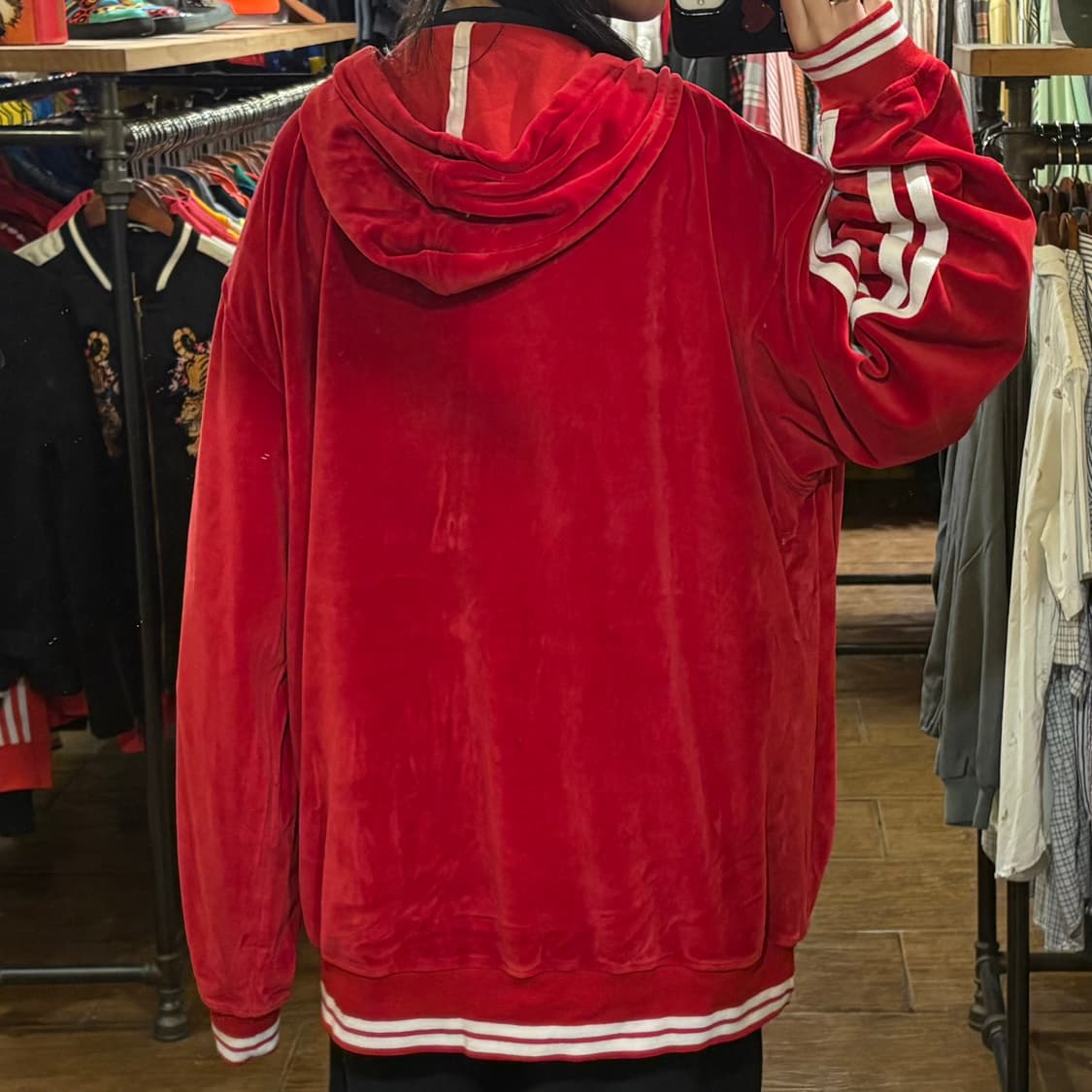 [HI] vtg 벨로아 벨벳 져지 레드 상품이미지5