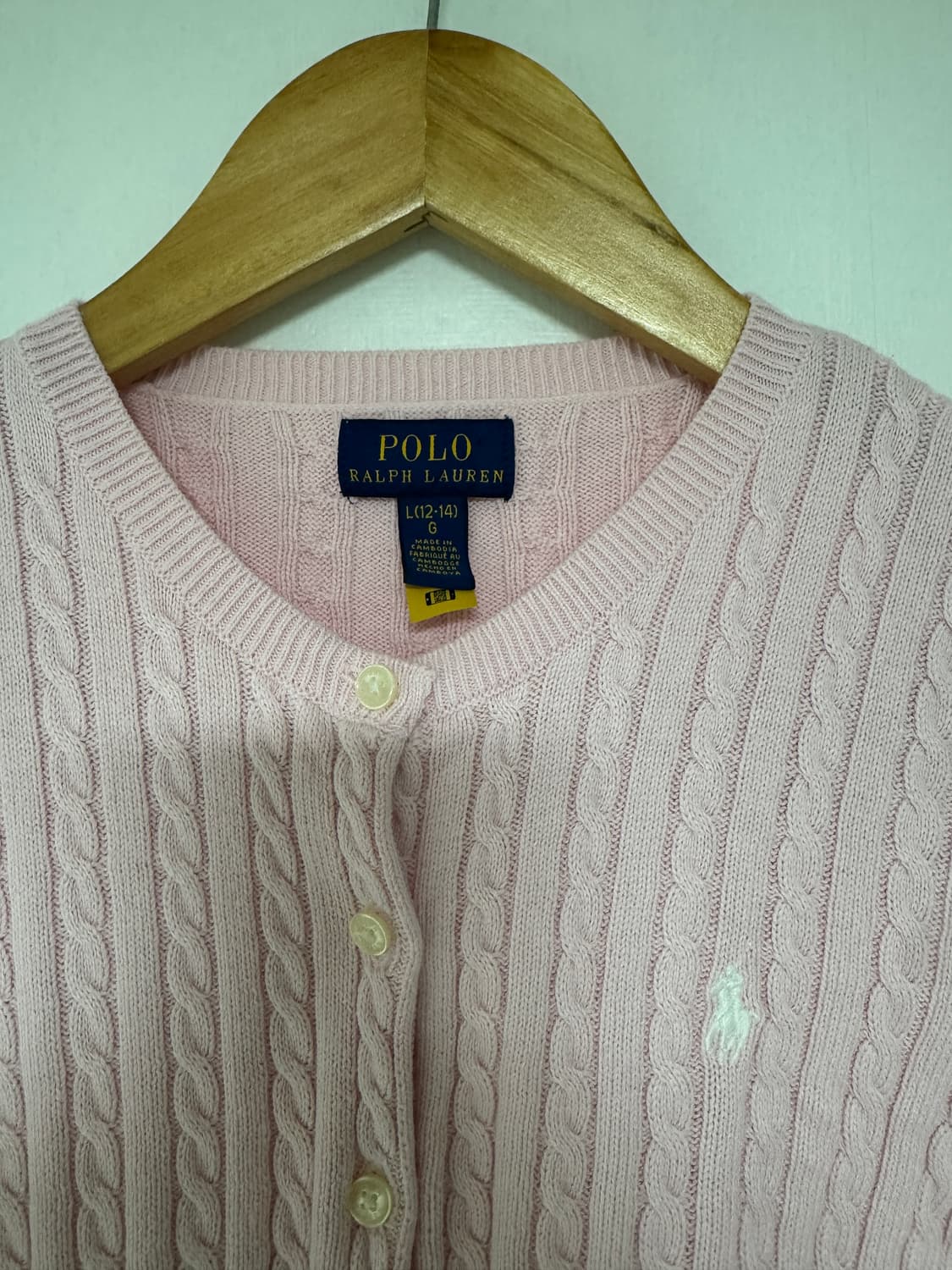 폴로 핑크 꽈배기 니트 가디건 팝니다 상품이미지3