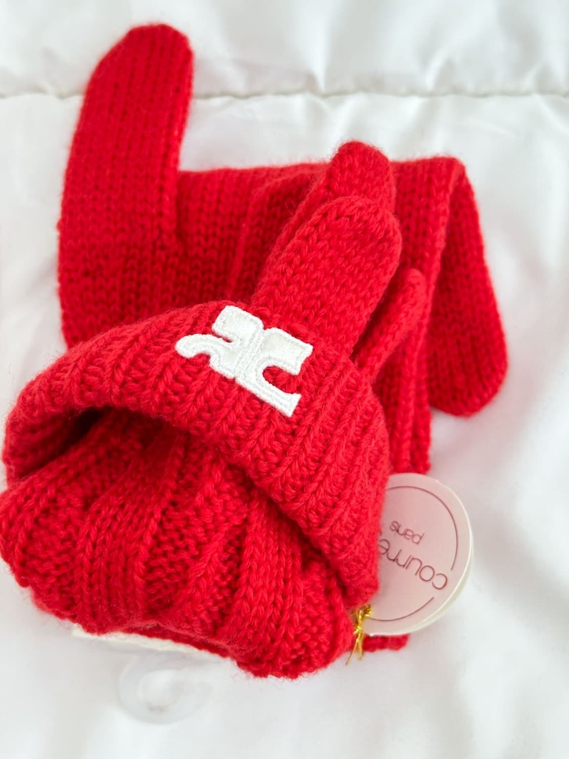 [새상품] courreges / 꾸레쥬 레드 울 장갑  상품이미지5