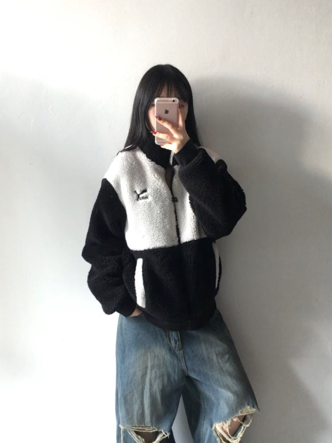 퓨마 자수 플리스집업 상품이미지2