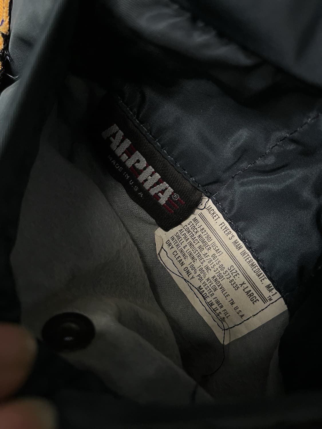 90s 미공군 납품용 알파인더스트리 MA-1 플라이트자켓 네이비 상품이미지4