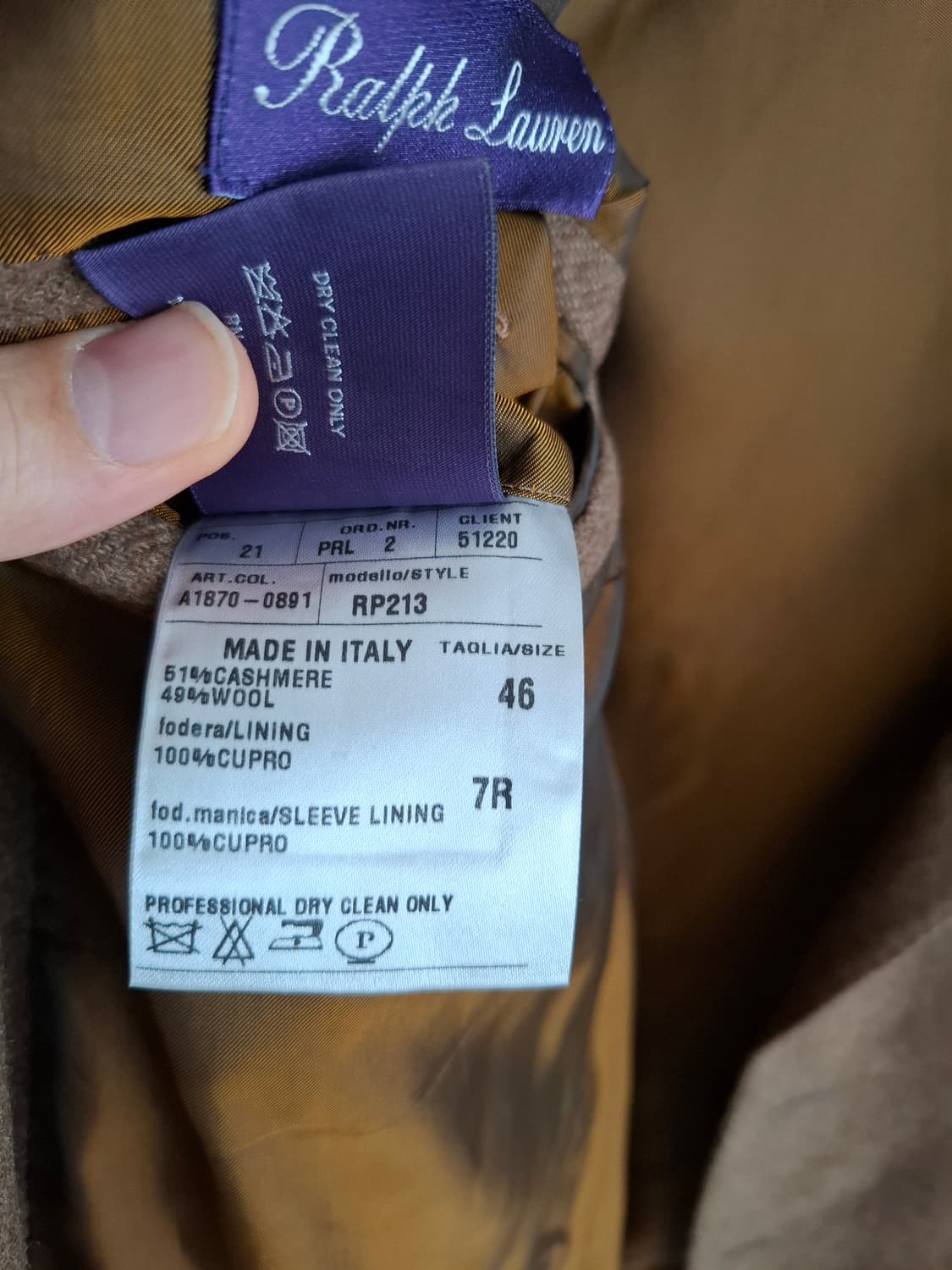 46R 폴로 퍼플라벨 캐시50 스포츠코트 브라운 자켓 트위드 상품이미지5