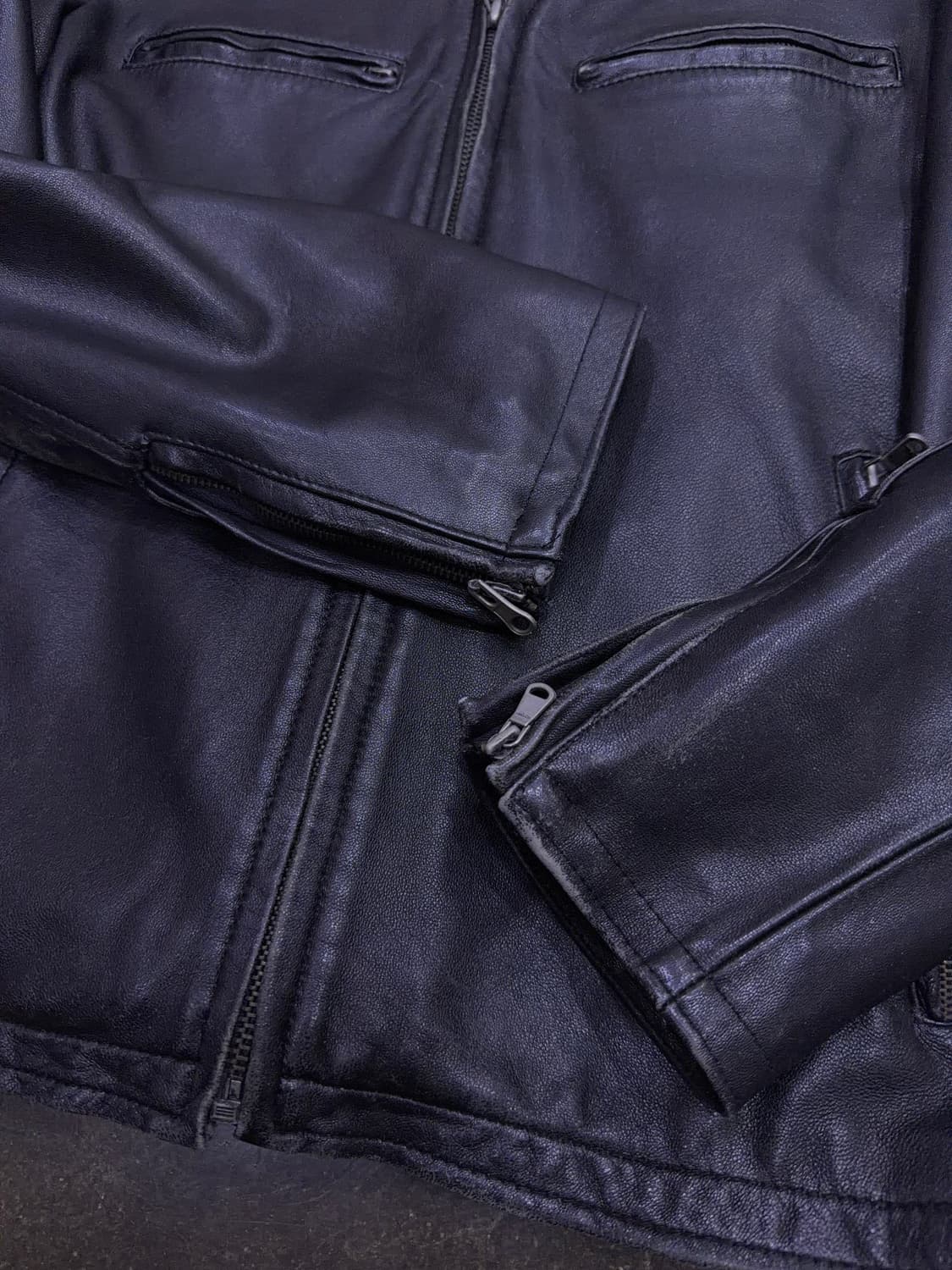 L 옴므 빈티지 양가죽 레더 싱글 라이더자켓 블랙 M 상품이미지6