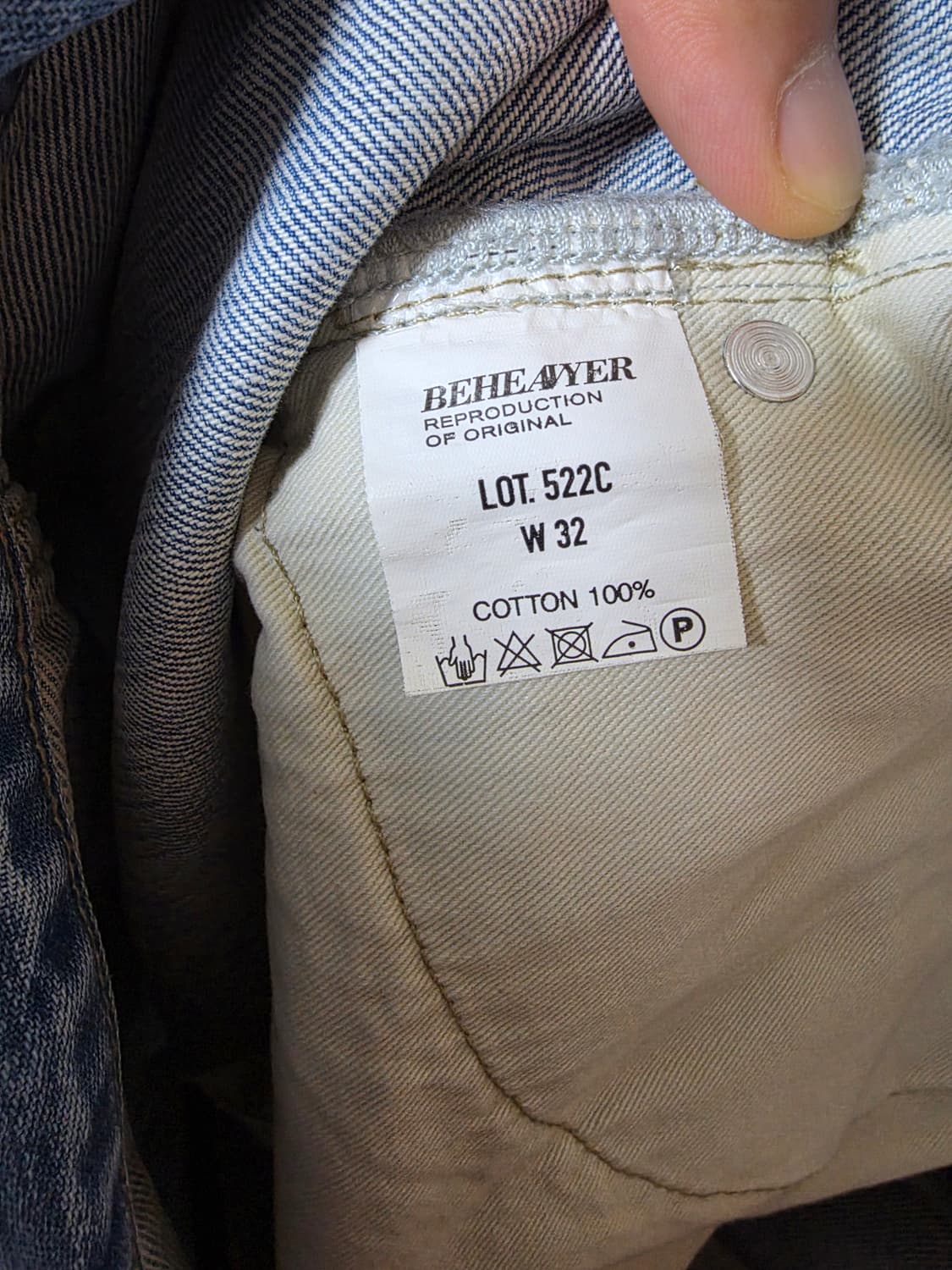 비헤비어 522c 셀비지 데님 팬츠 블리치드 3사이즈(32) 상품이미지4