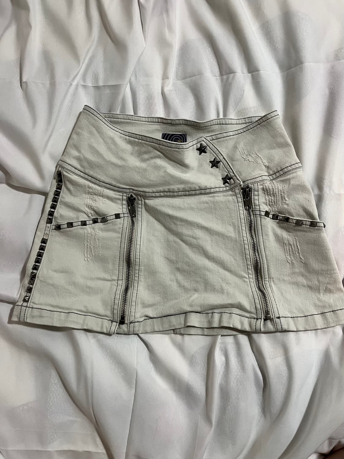 화이트 데님 미니스커트 상품이미지1