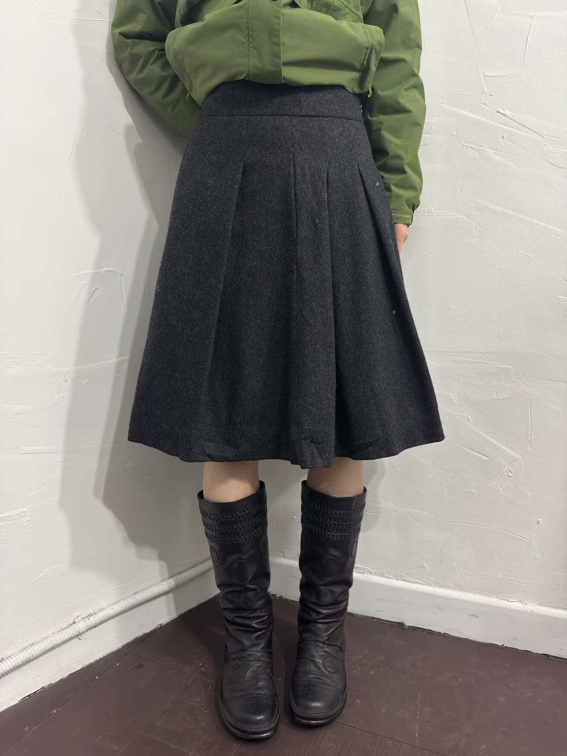 suit pleats midi skirt 상품이미지1