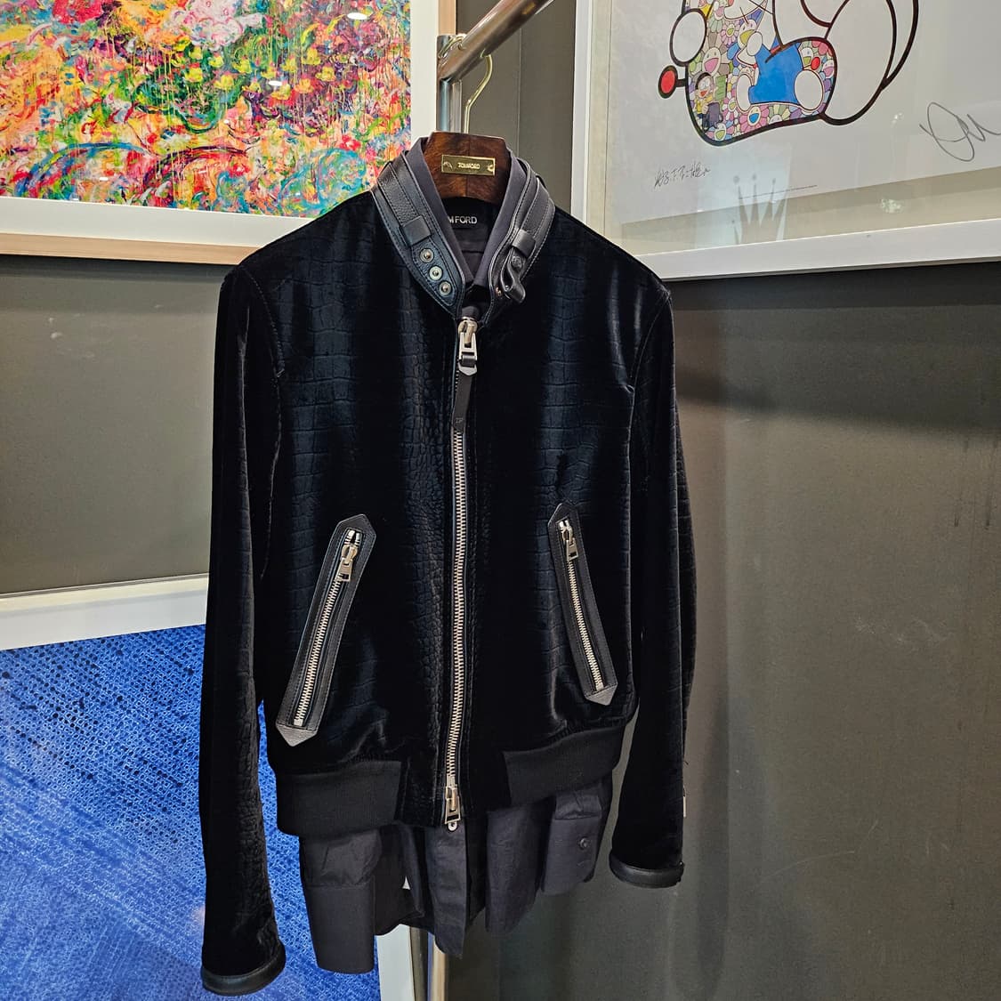 톰포드 크록 벨벳 신상 레더 트림 셸 트러커자켓 상품이미지1