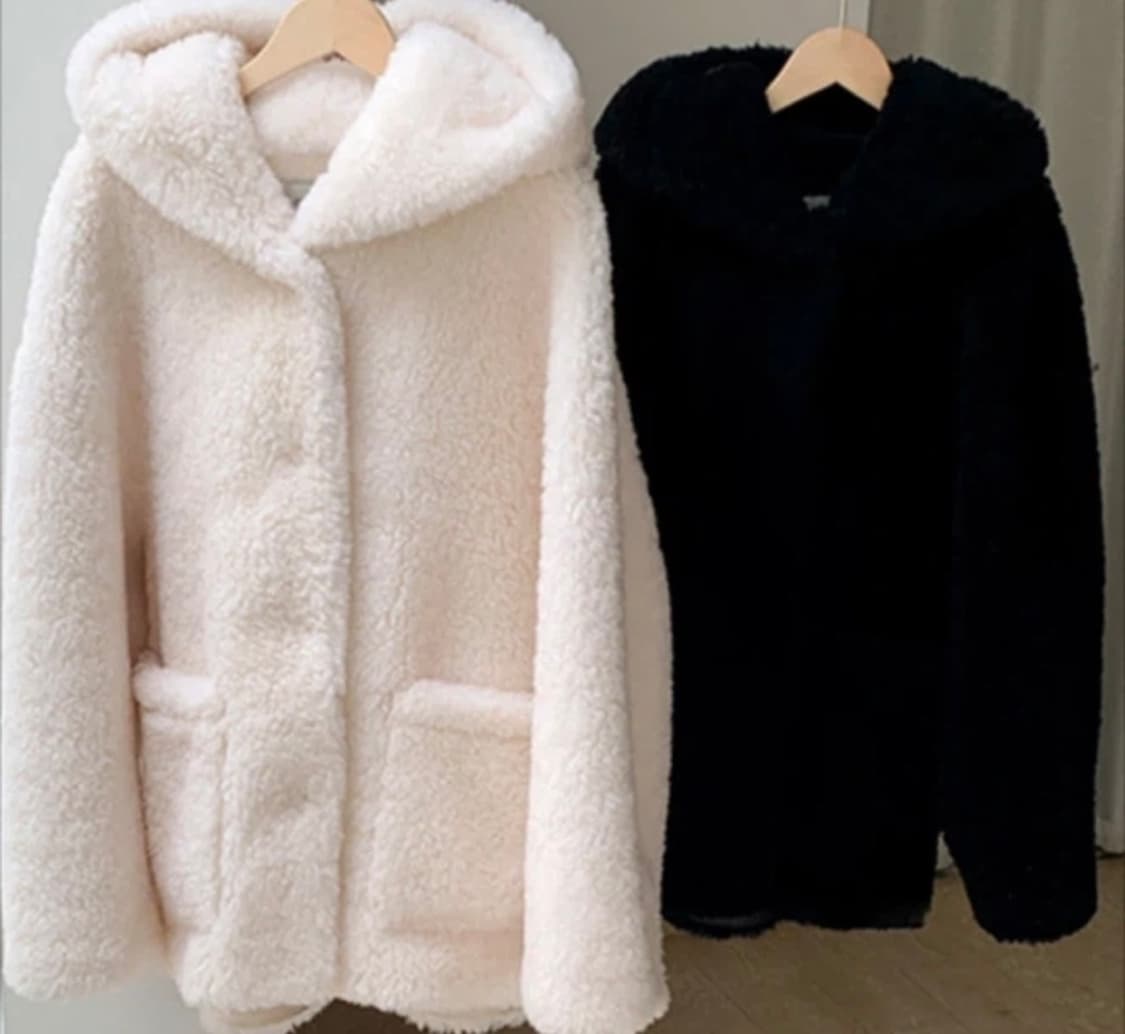 바나이 후드 리얼 양모 아이보리 S 상품이미지3