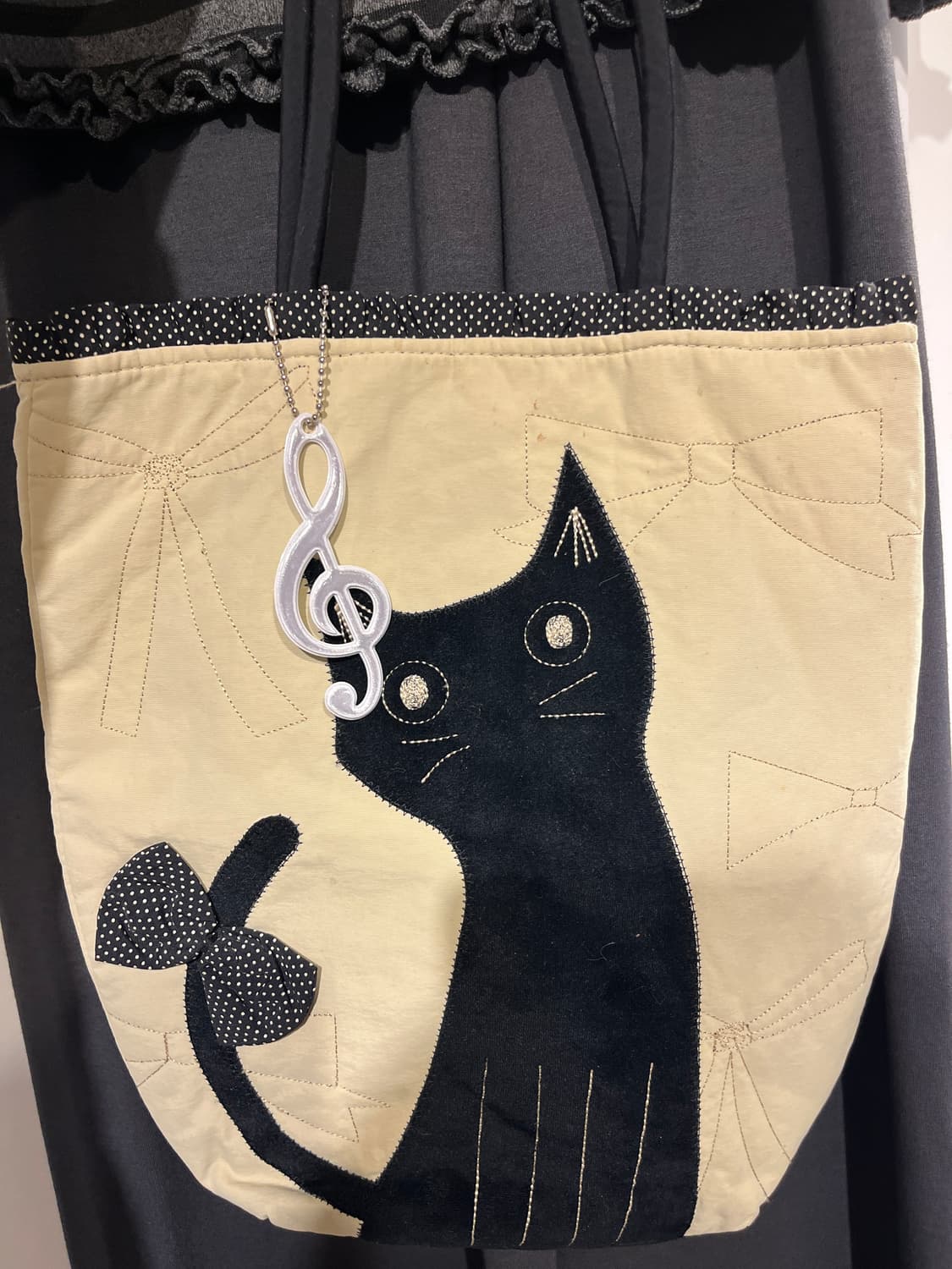 그레이 스트라이프 치마바지 + 고양이 가방 세트 🐈‍⬛ 상품이미지6