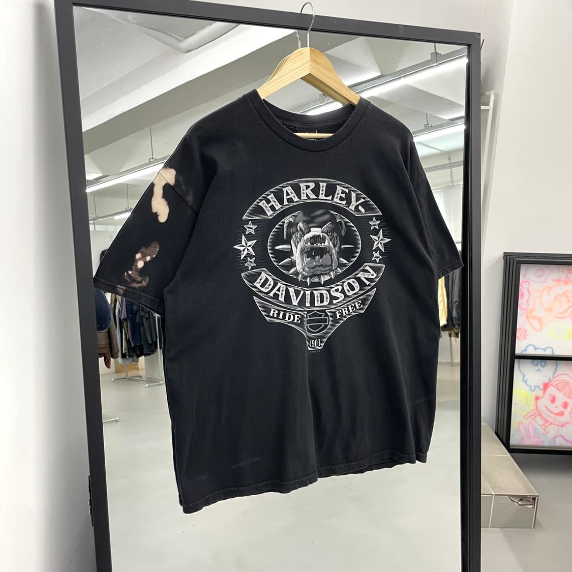할리데이비슨 불독 도마뱀 그래픽 페이딩 빈티지 반팔 티셔츠 상품이미지2