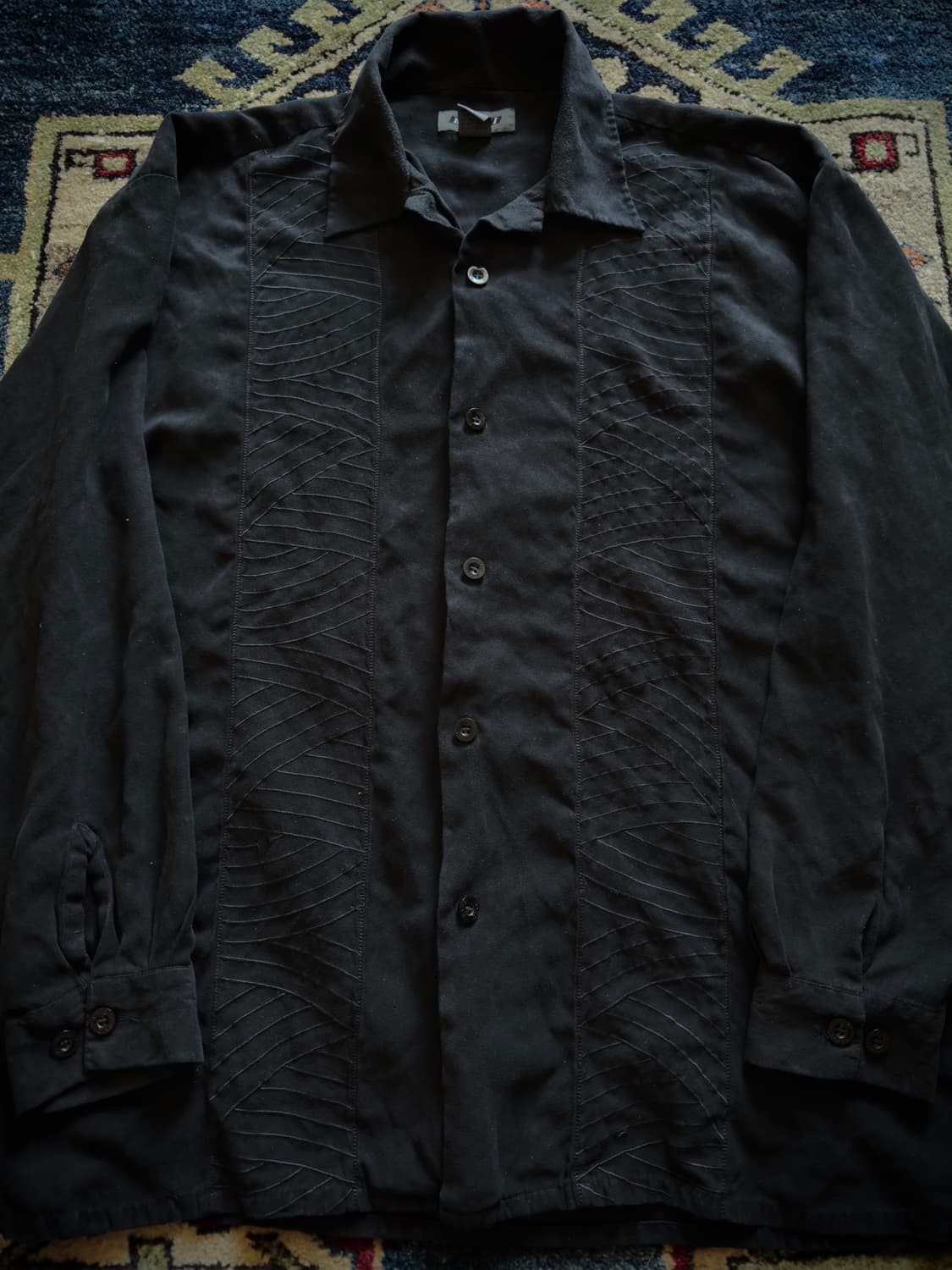 vtg Guayabera black Shirt 상품이미지3