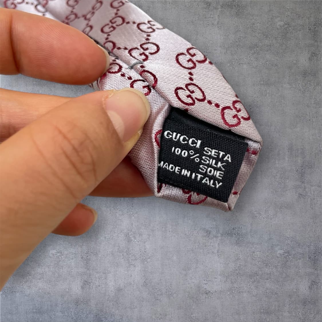 구찌 Gucci 핑크베이지 GG 패턴 실크 넥타이 상품이미지3