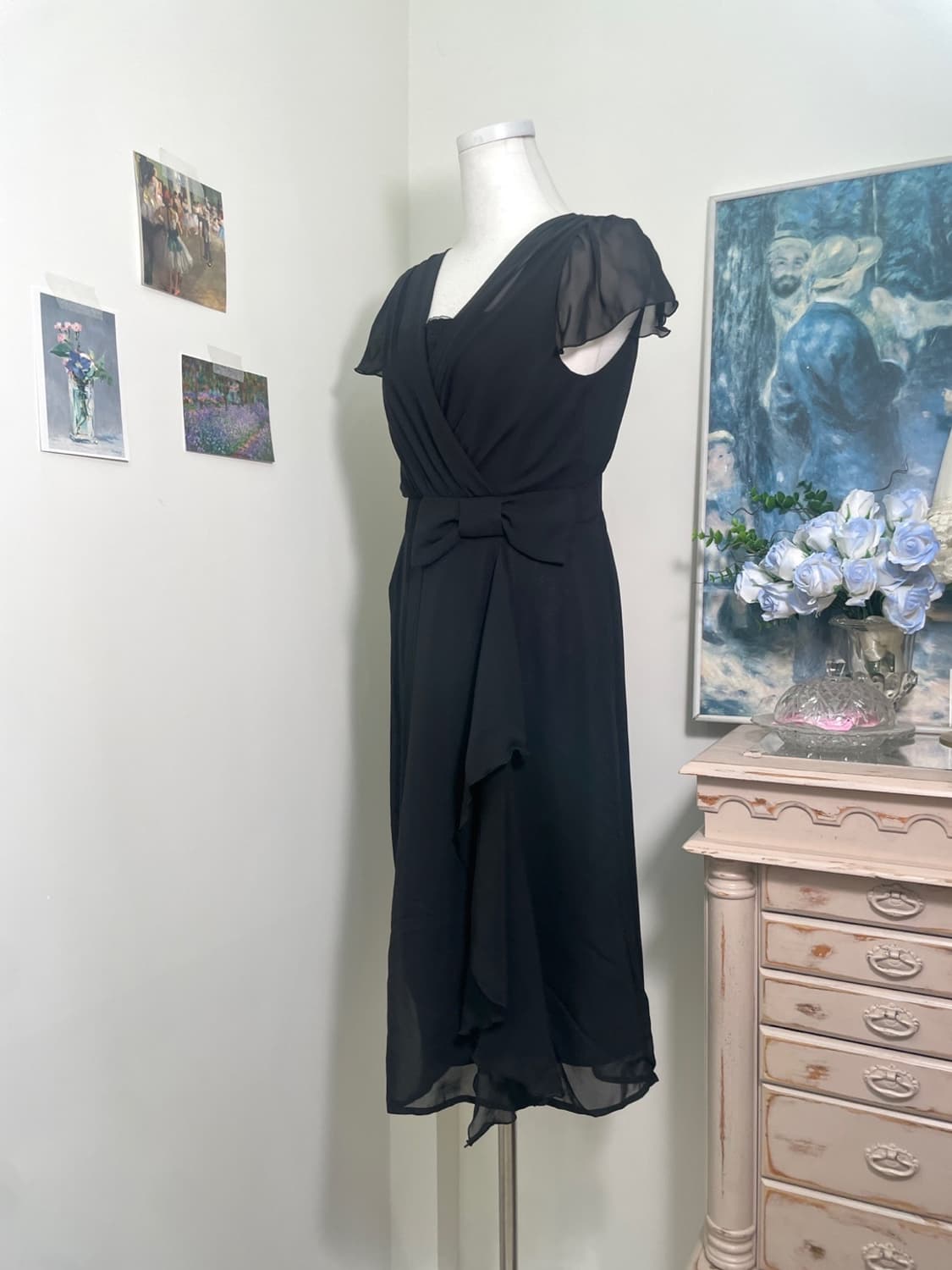 black draping waist bow beautiful opc 상품이미지2