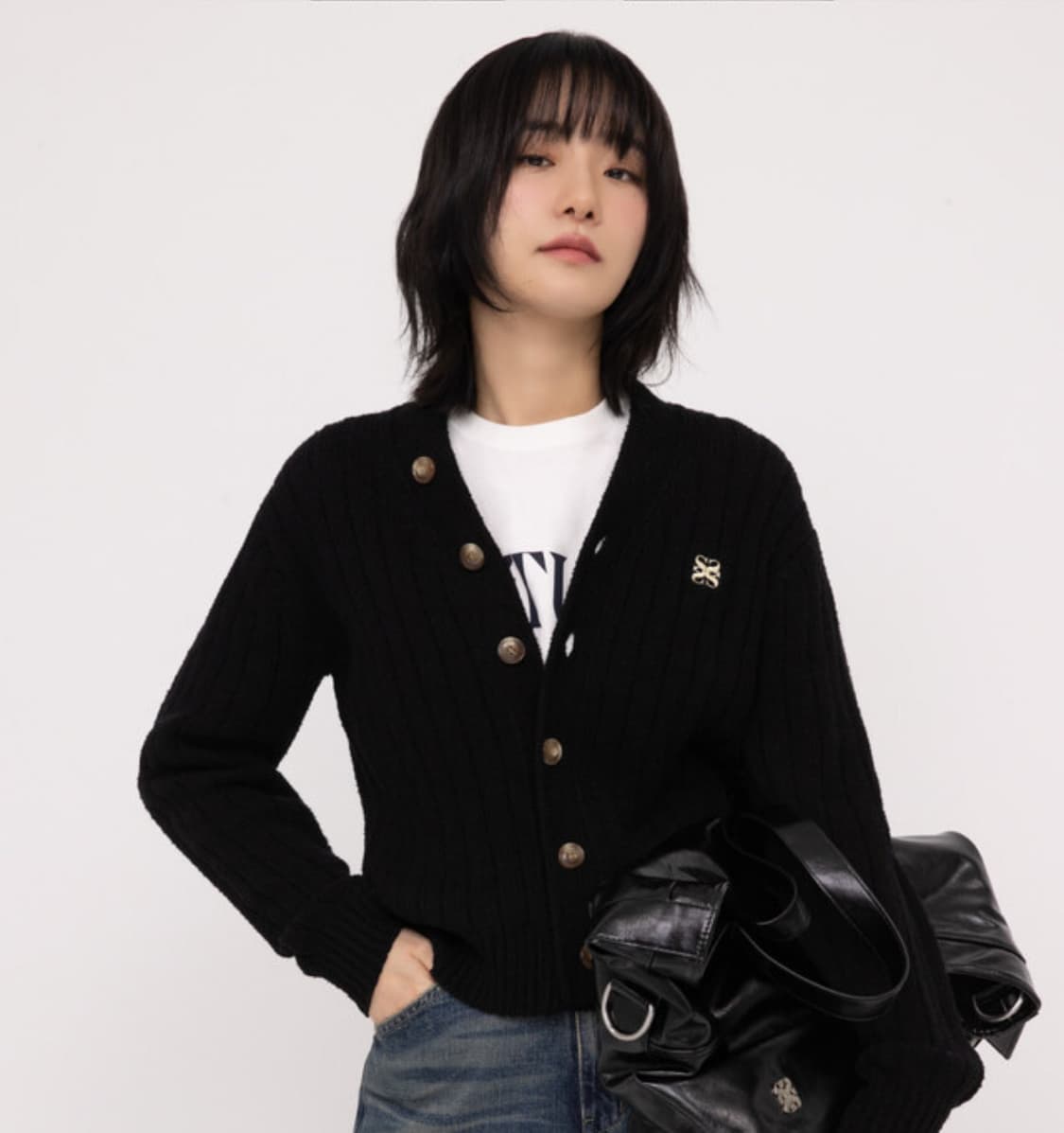 세터 파로 오버 부클 블랙 가디건 / WS 상품이미지2