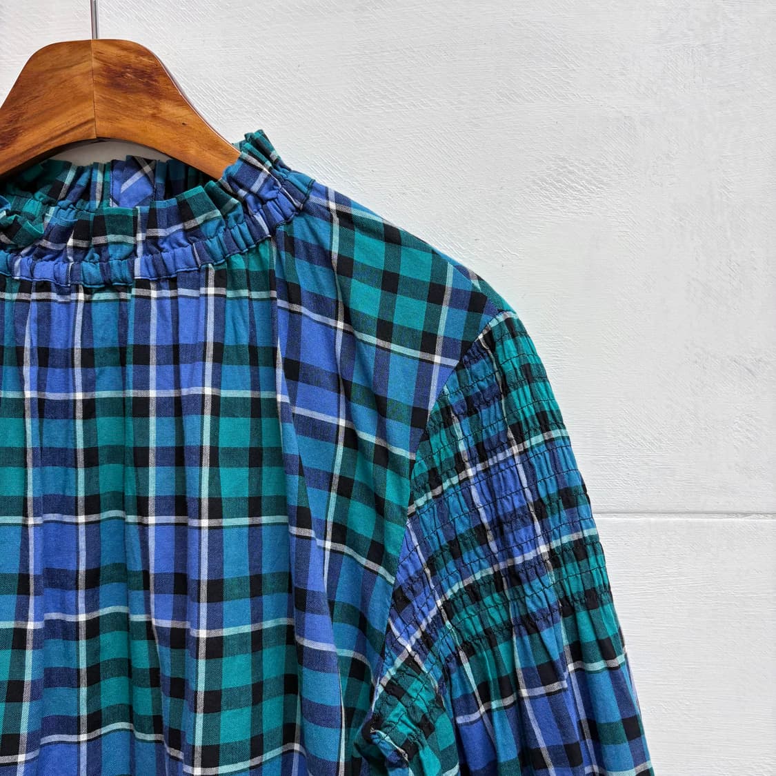 ADESSO L'ORA 블루 언발 체크 모리걸 블라우스 JPN 상품이미지2