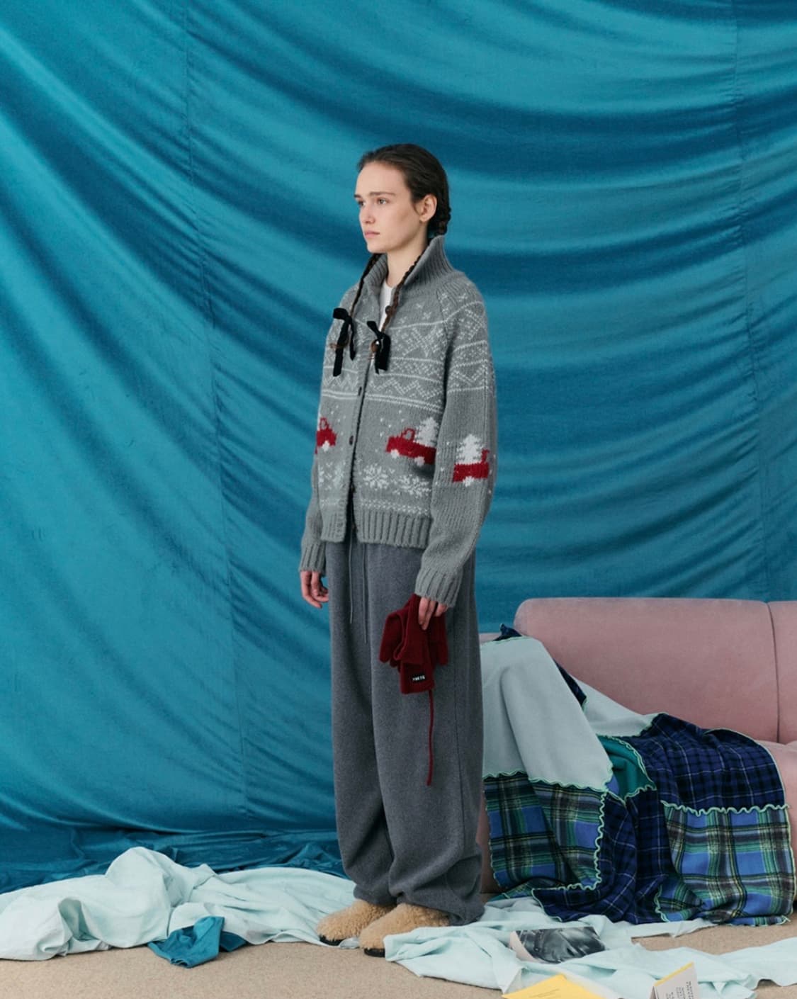 (새상품/택O) foeto 포에토 노르딕 가디건 그레이 상품이미지2