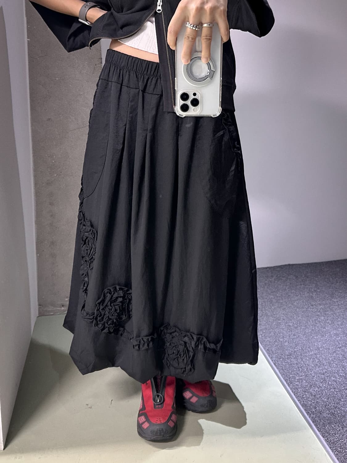 flower applique skirt 상품이미지4