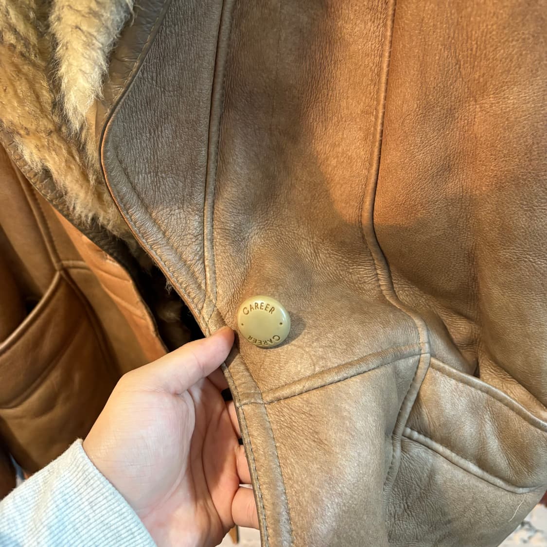 천연 양털,양가죽100% 롱 시어링 무스탕 자켓 상품이미지7