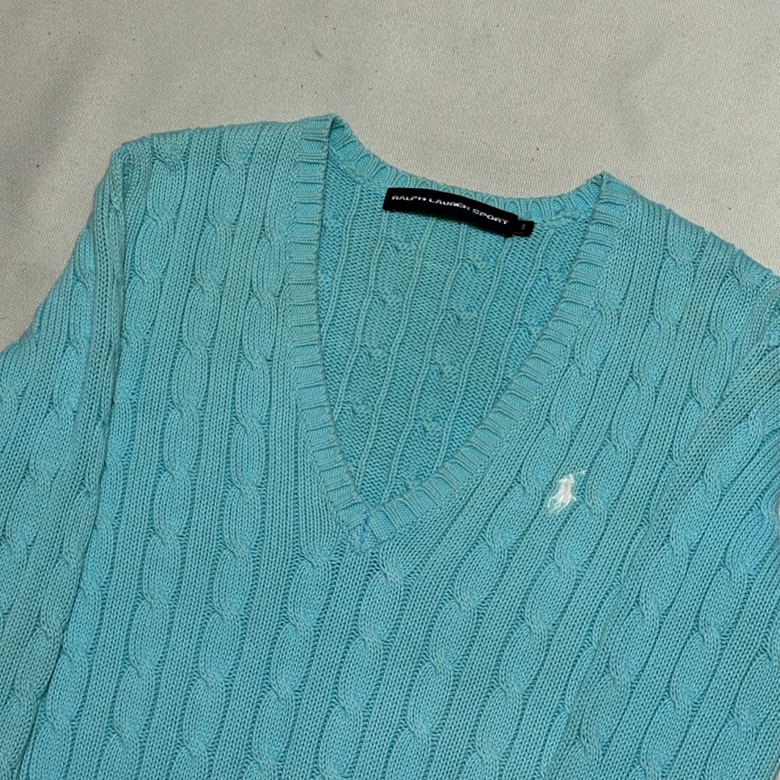 S 폴로랄프로렌 여성용 민트 케이블 브이넥 니트 상품이미지1