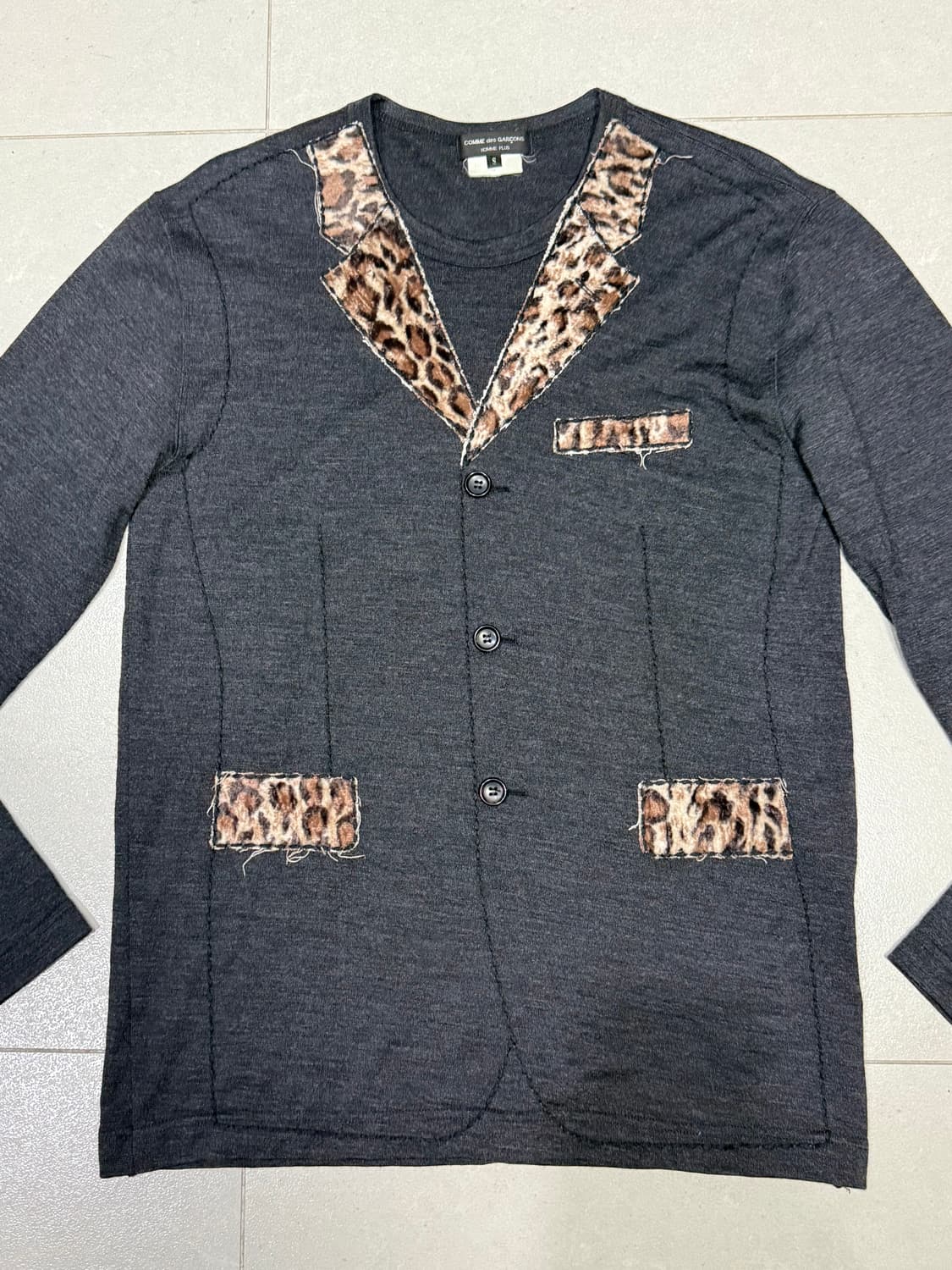 2009 꼼데가르송 레오파드 가디건 결합 디테일 울 니트 스웨터 상품이미지2