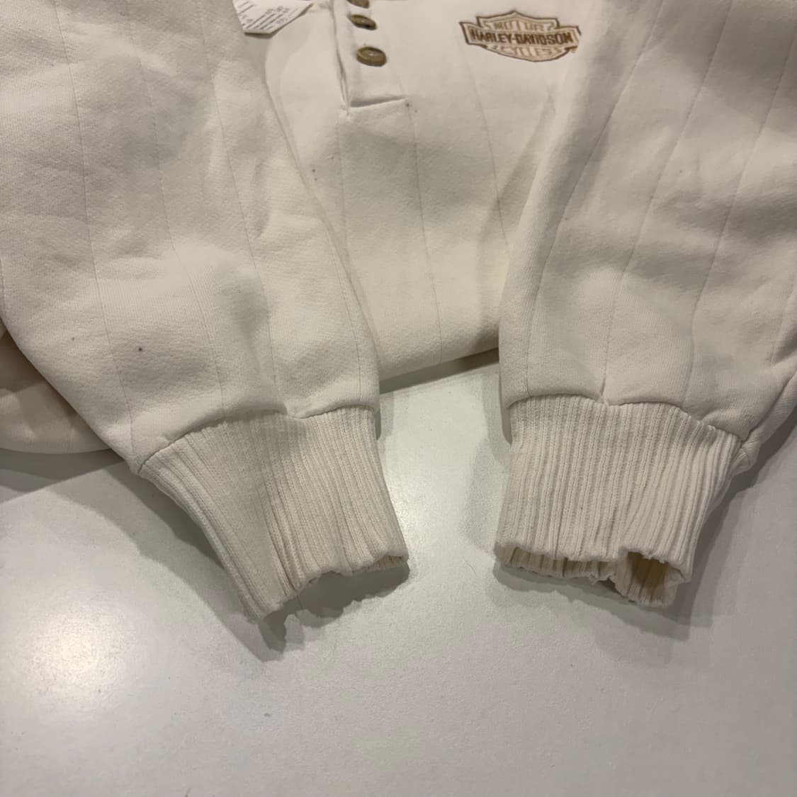 [M] 할리데이비슨 헨리넥 아이보리색 버튼 스웨트셔츠 C294 상품이미지7