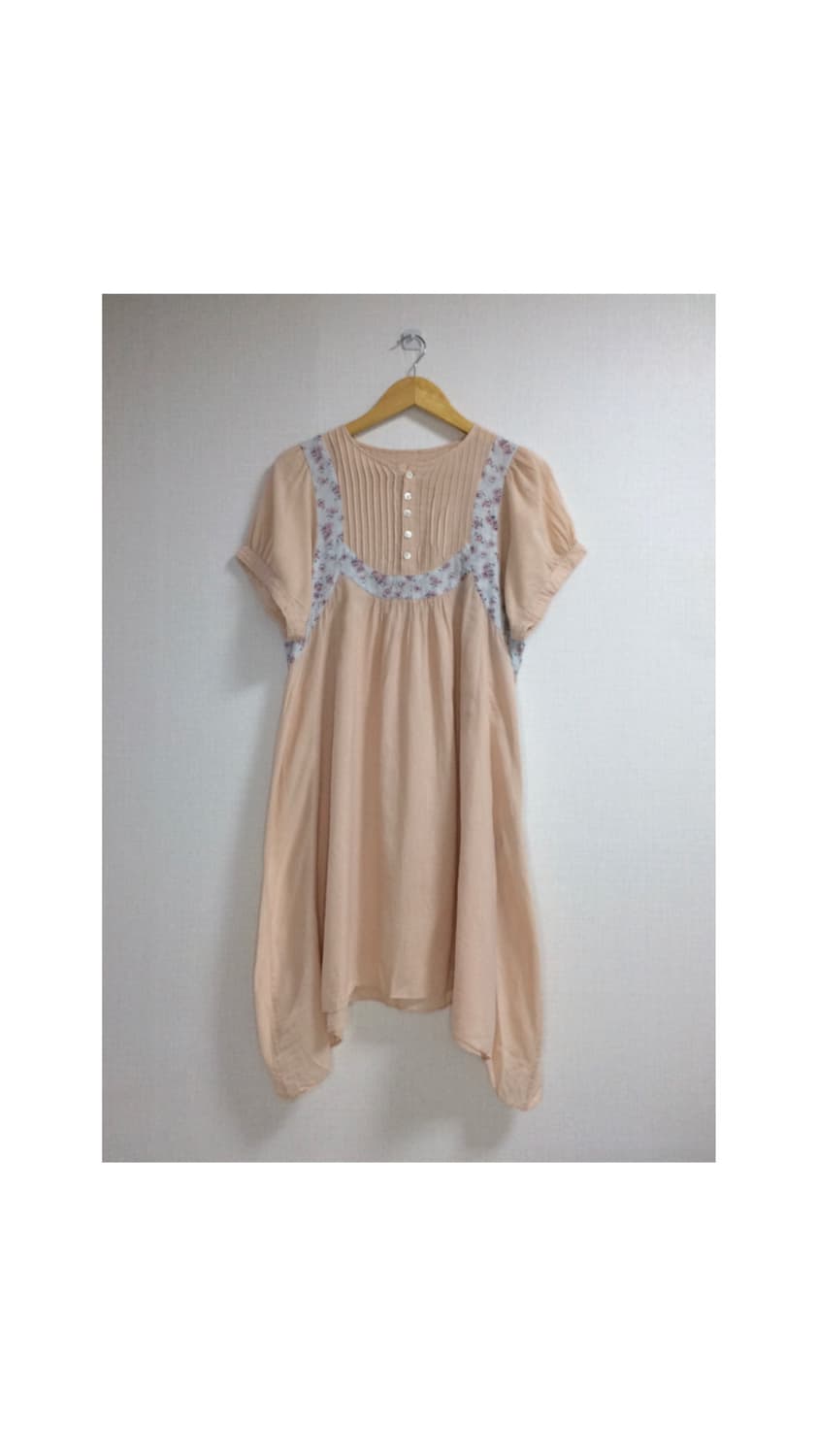 스나오쿠와하라 핑크 베이지 플라워 원피스 상품이미지1