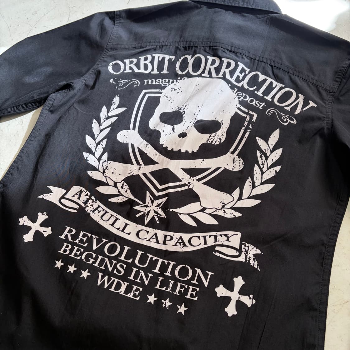 Wild Life 빈티지 레터링 스컬 자수 셔츠 L 상품이미지9