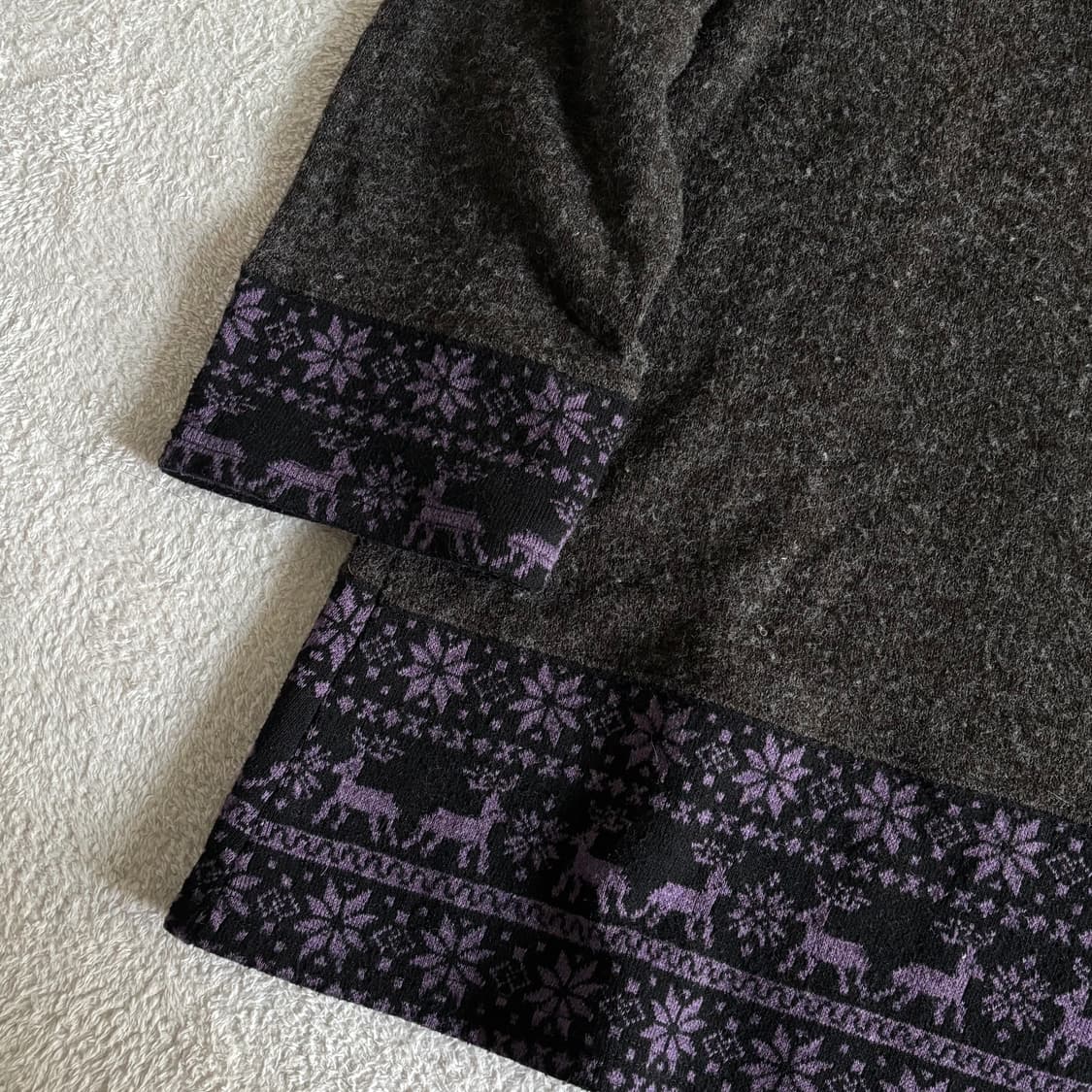 일본빈티지 브라운 하단 노르딕 패턴 니트 상품이미지2